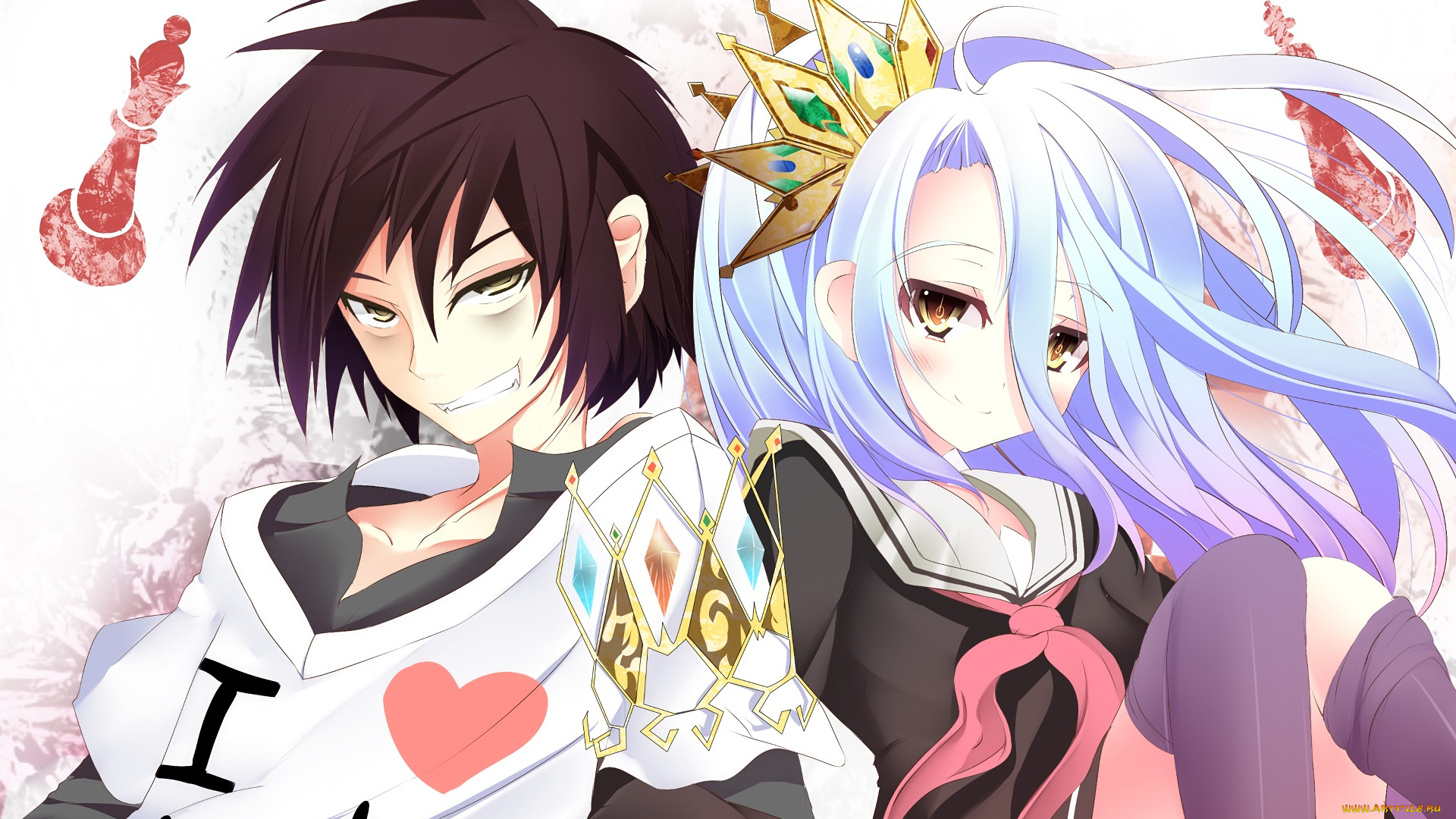 аниме, no, game, no, life, взгляд, девушка, фон