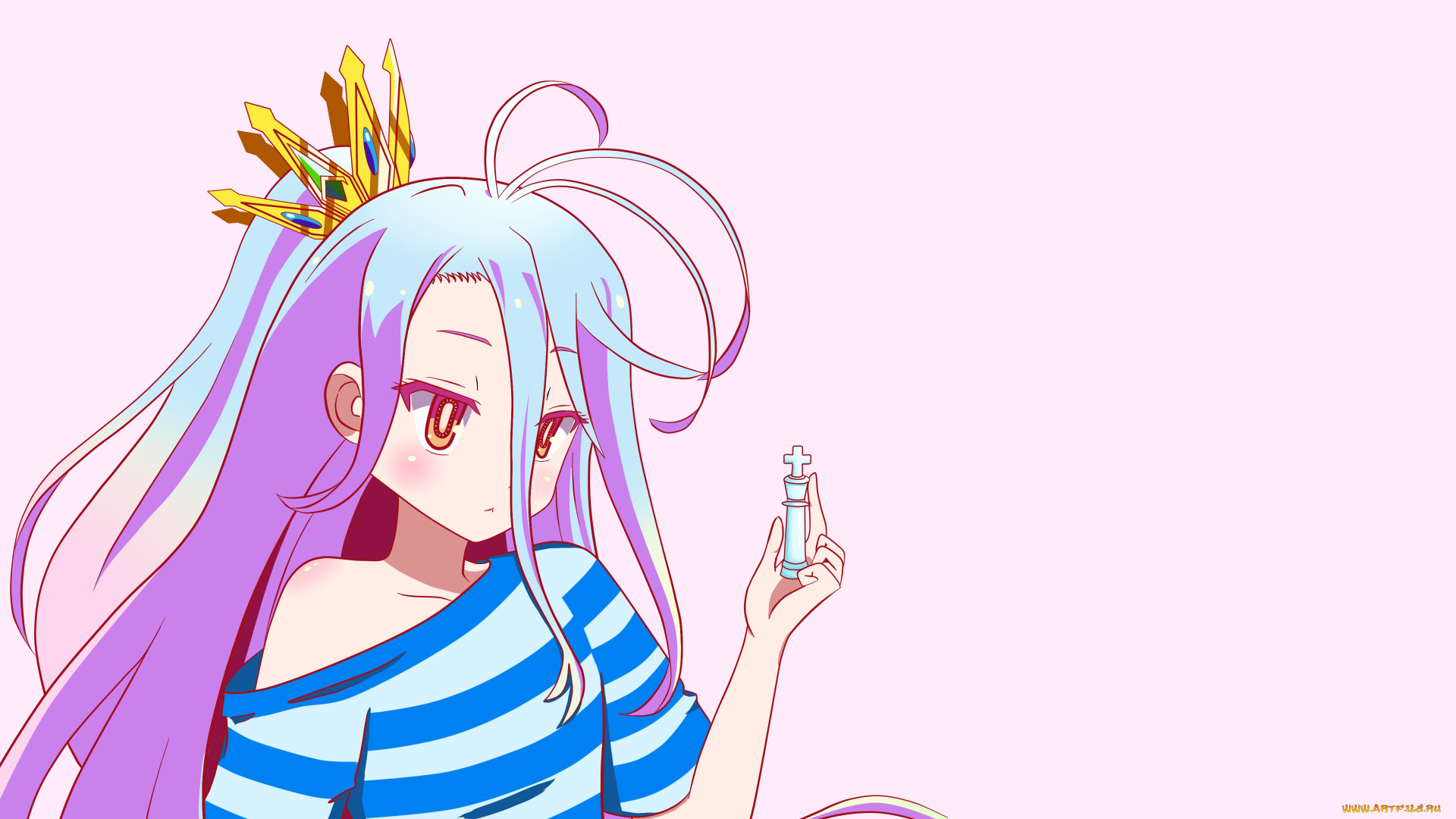 аниме, no, game, no, life, взгляд, девушка, фон