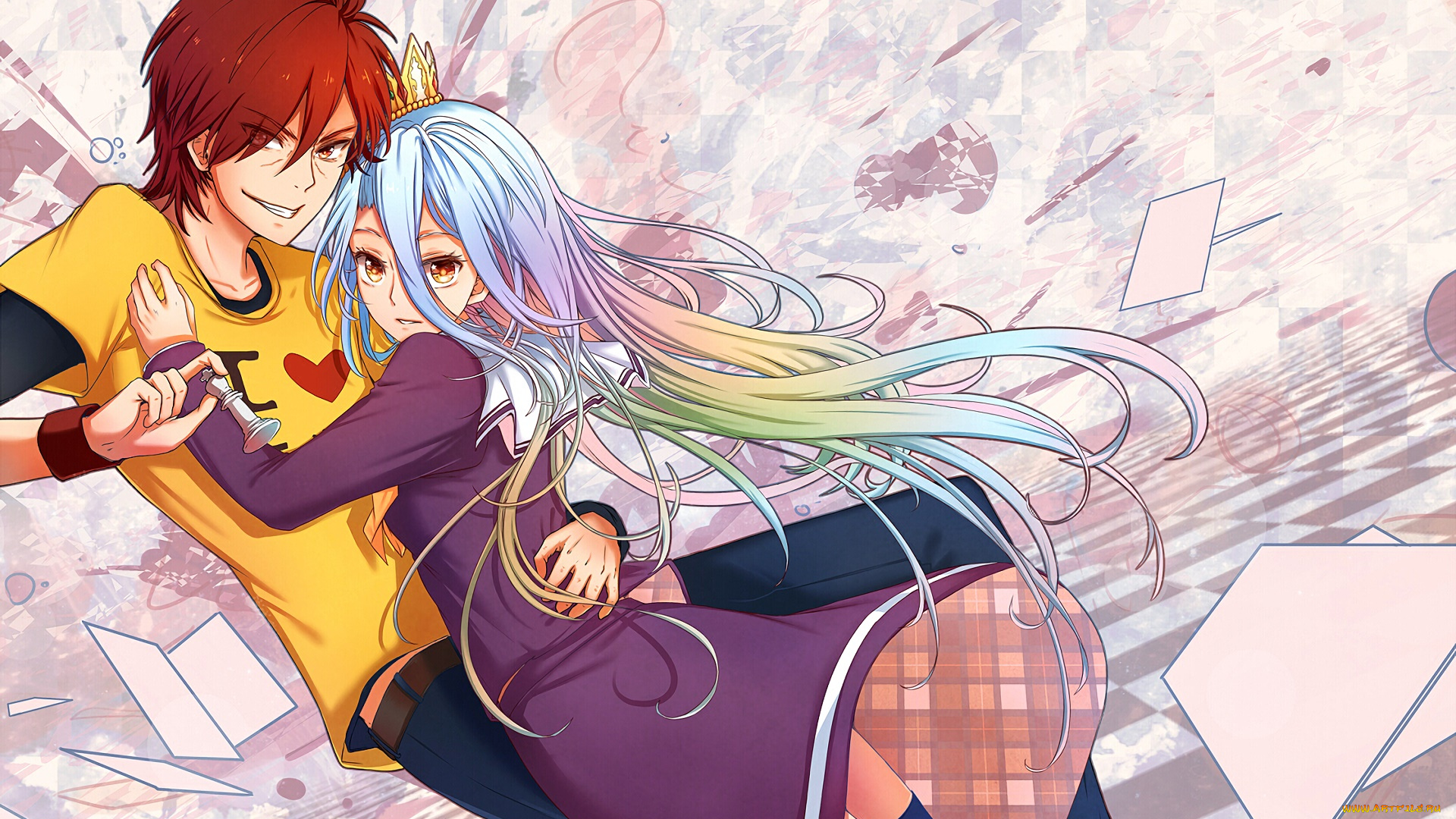 аниме, no, game, no, life, взгляд, фон, девушка