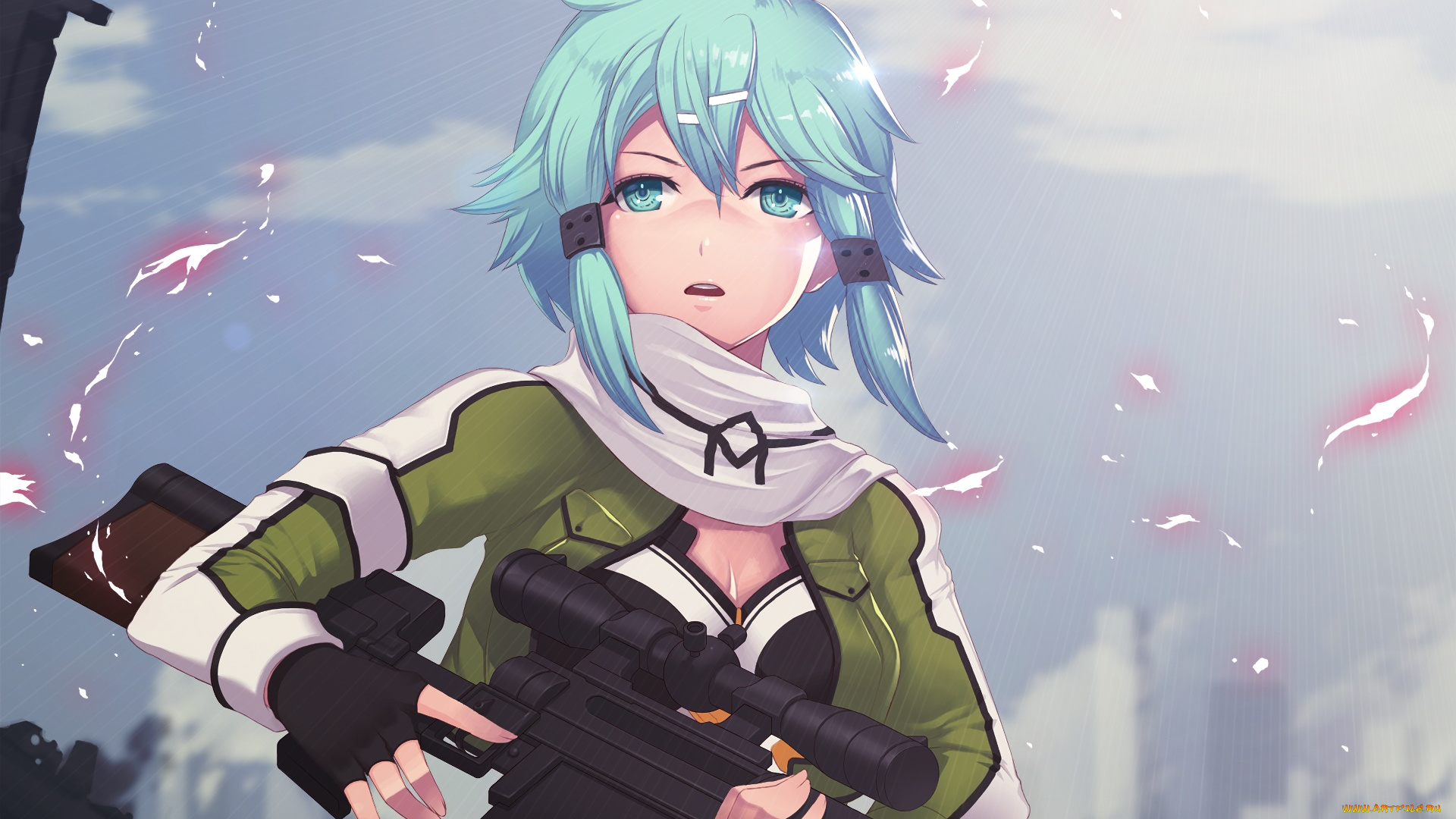 аниме, sword, art, online, девушка, взгляд, фон