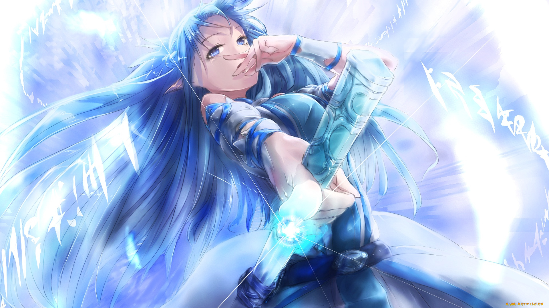 аниме, sword, art, online, девушка, взгляд, фон