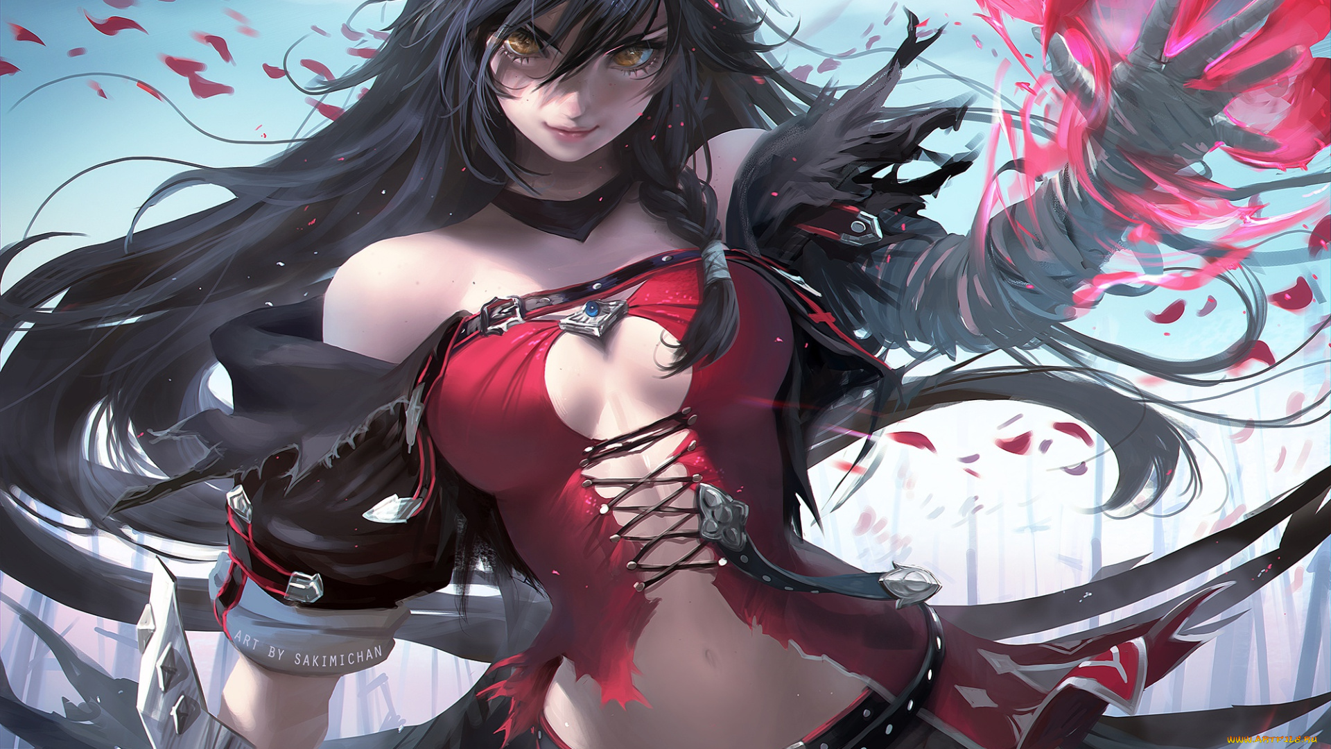 аниме, tales, of, berseria, art, пиратка, tales, of, berseria, длинные, волосы, магия, девушка, anime