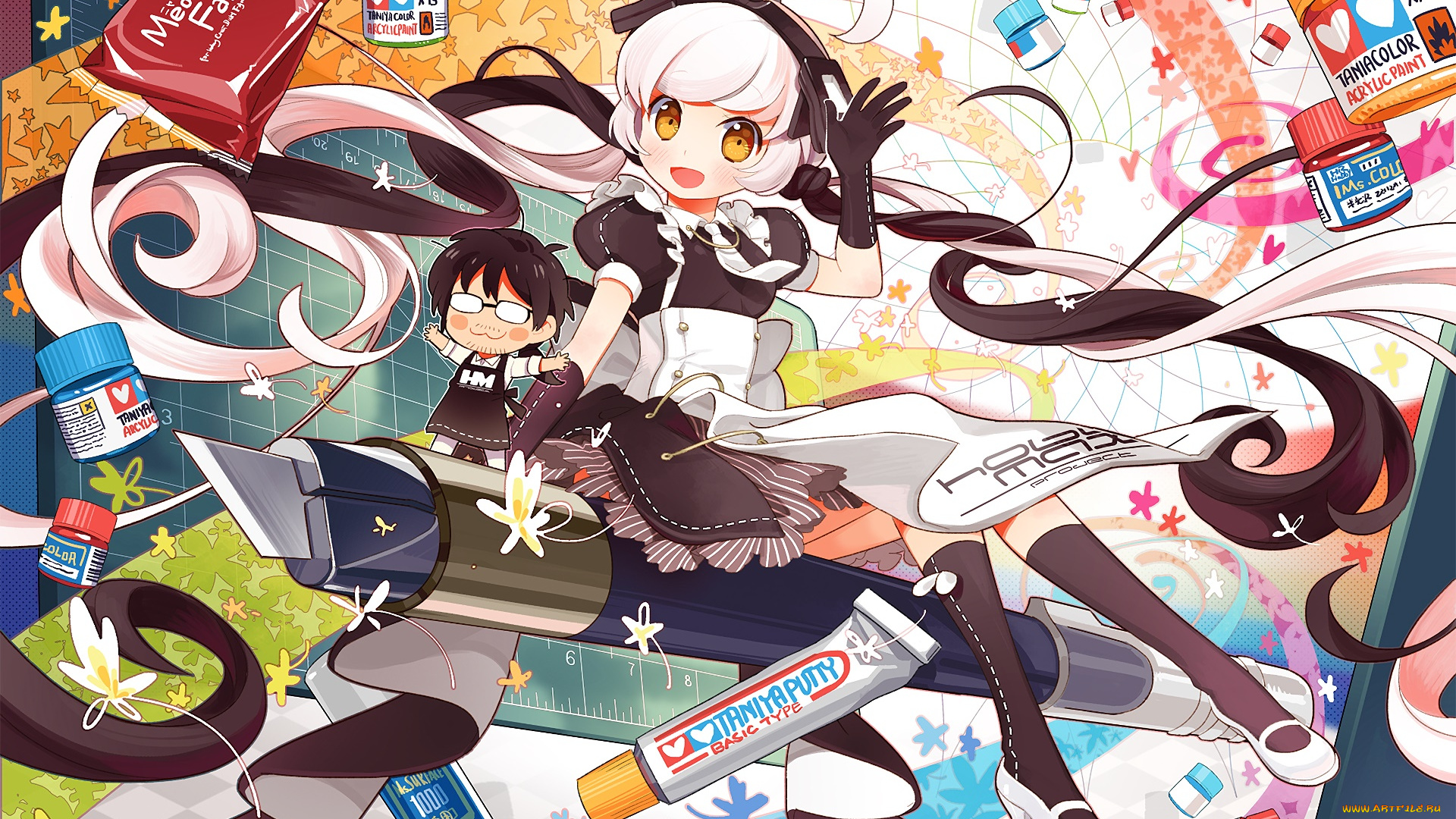 аниме, unknown, , другое, девушка, взгляд, фон