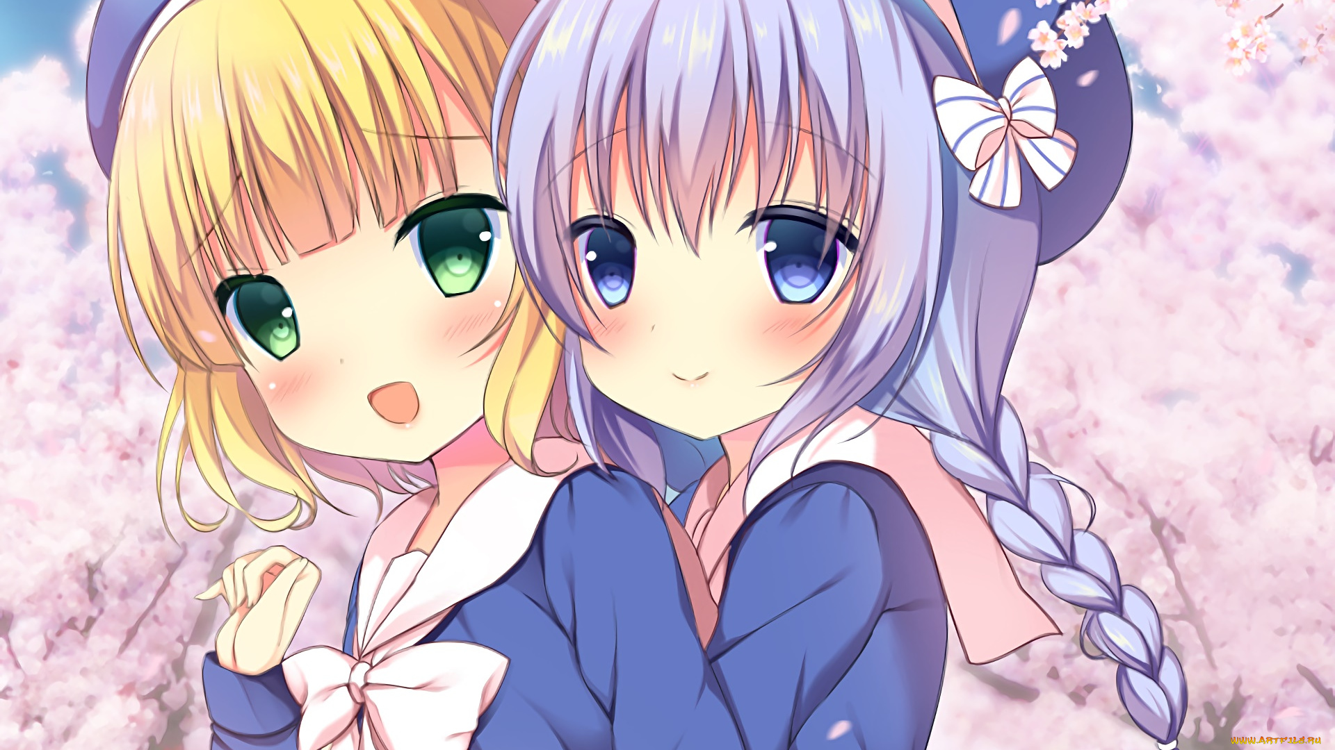 аниме, unknown, , другое, девушки, взгляд, фон