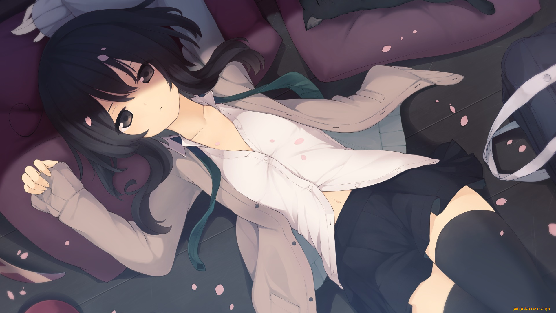 аниме, unknown, , другое, фон, взгляд, девушка