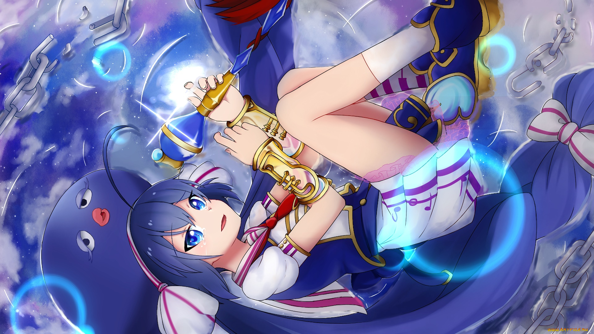 аниме, vocaloid, девушка, взгляд, фон