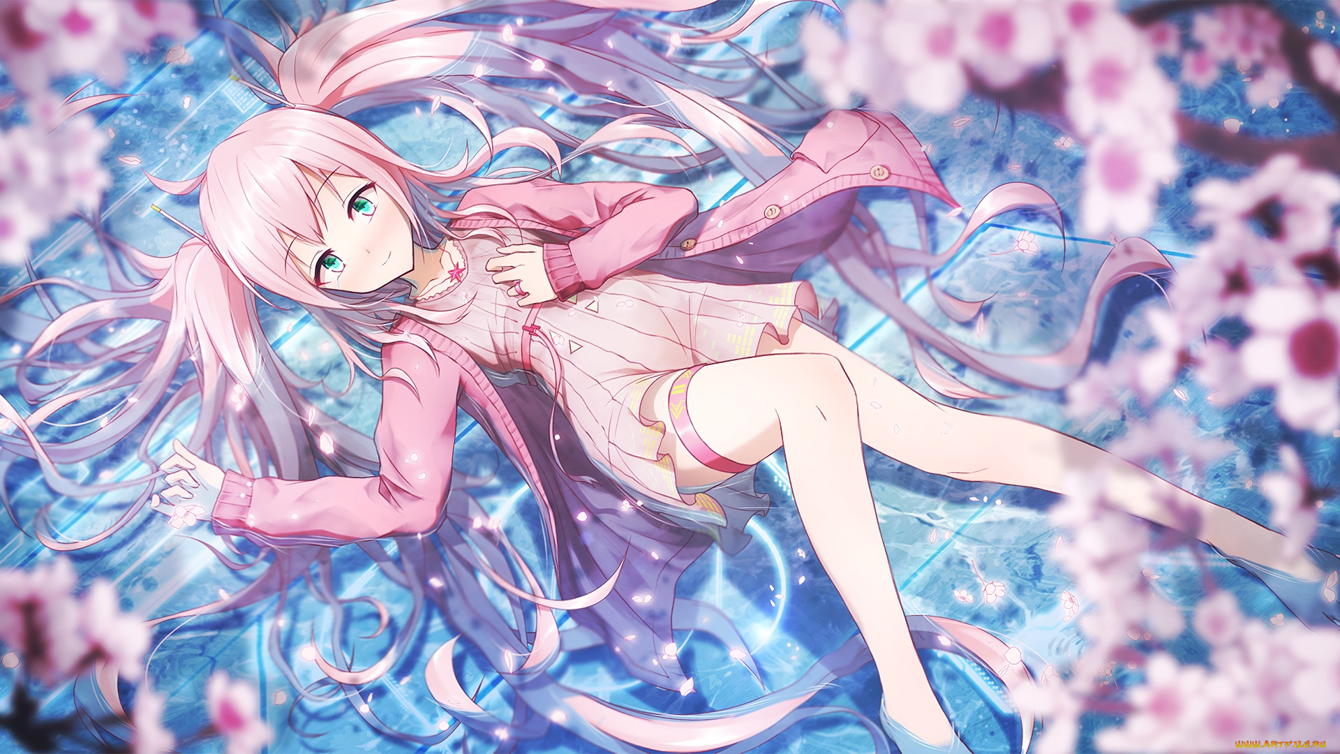 аниме, vocaloid, фон, взгляд, девушка