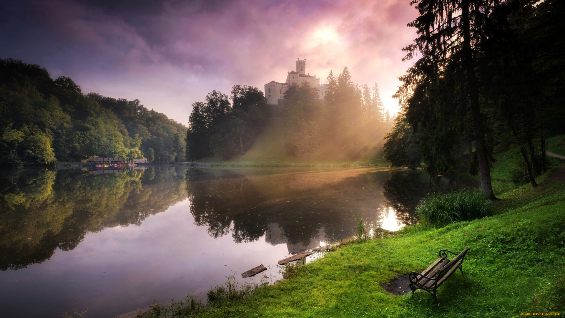 природа, реки, озера, озеро, замок