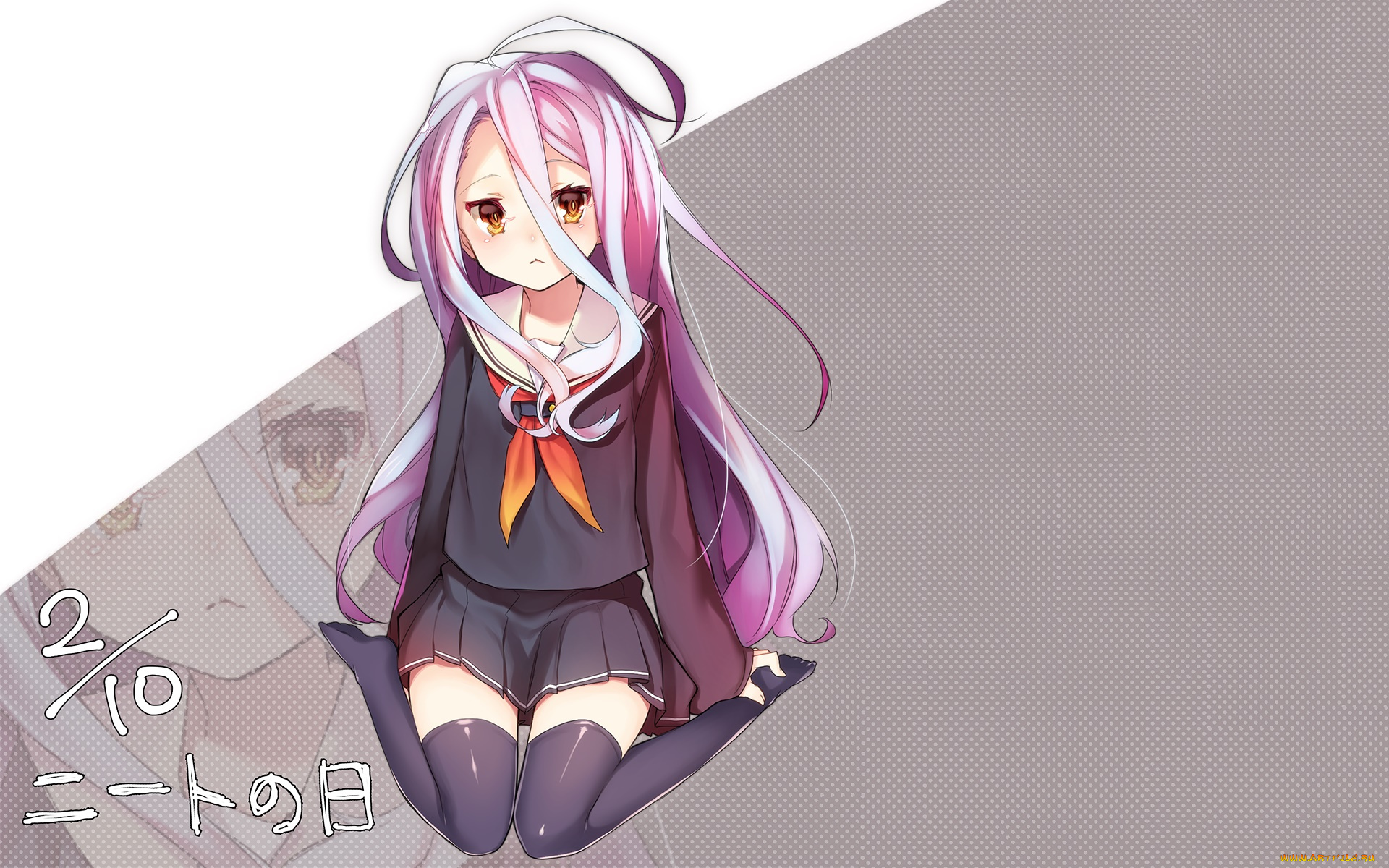 аниме, no, game, no, life, девушка, взгляд, фон