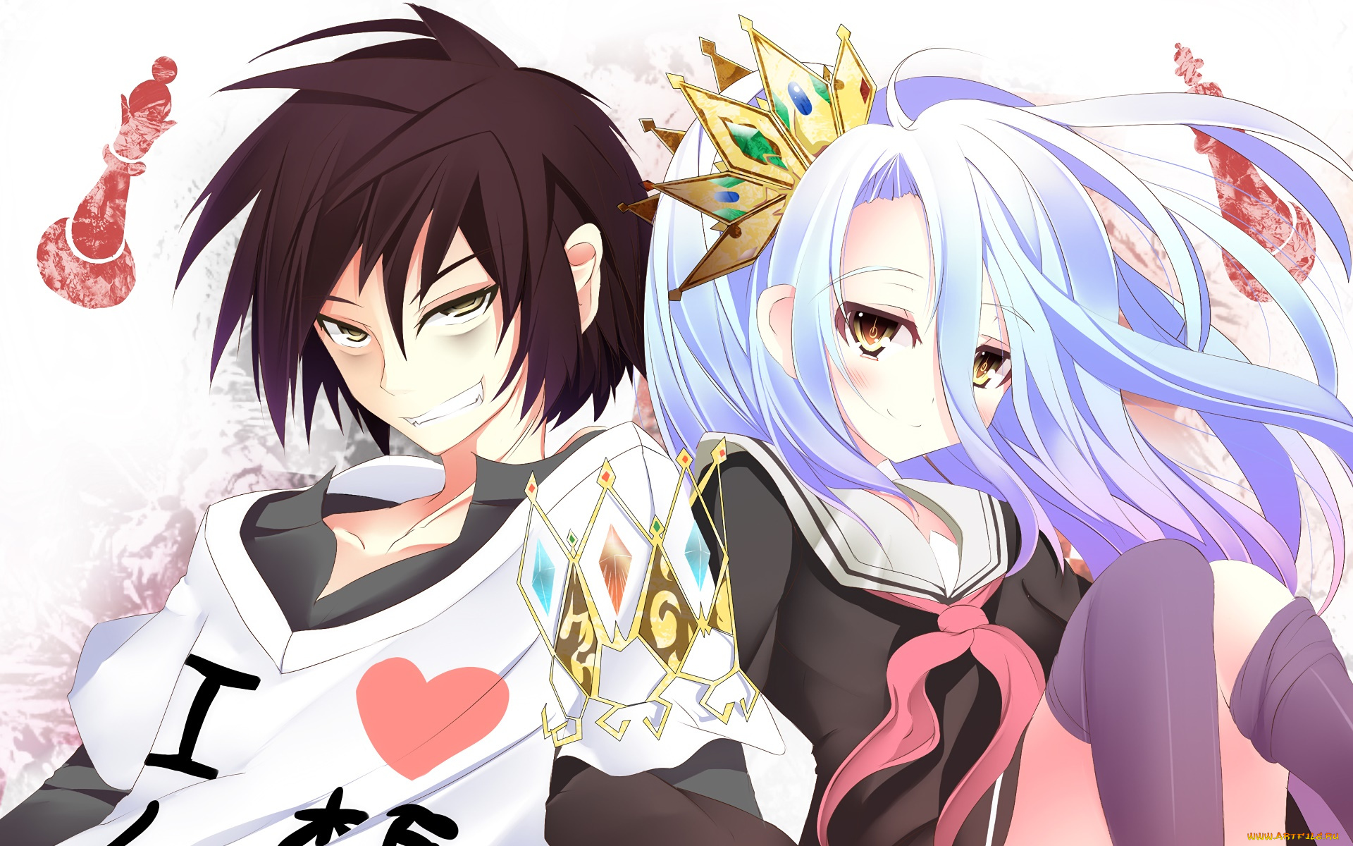 аниме, no, game, no, life, взгляд, девушка, фон