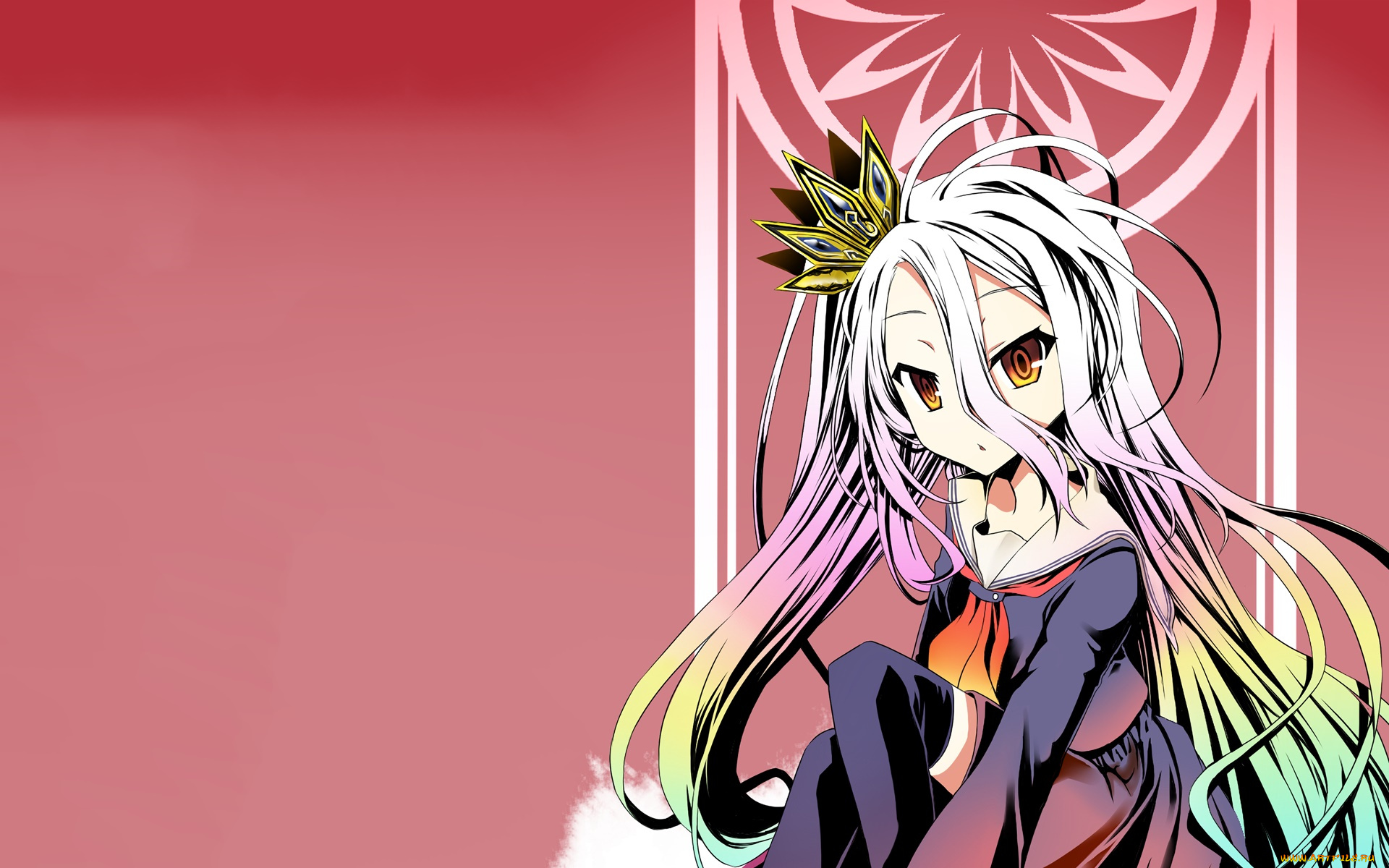 аниме, no, game, no, life, взгляд, девушка, фон