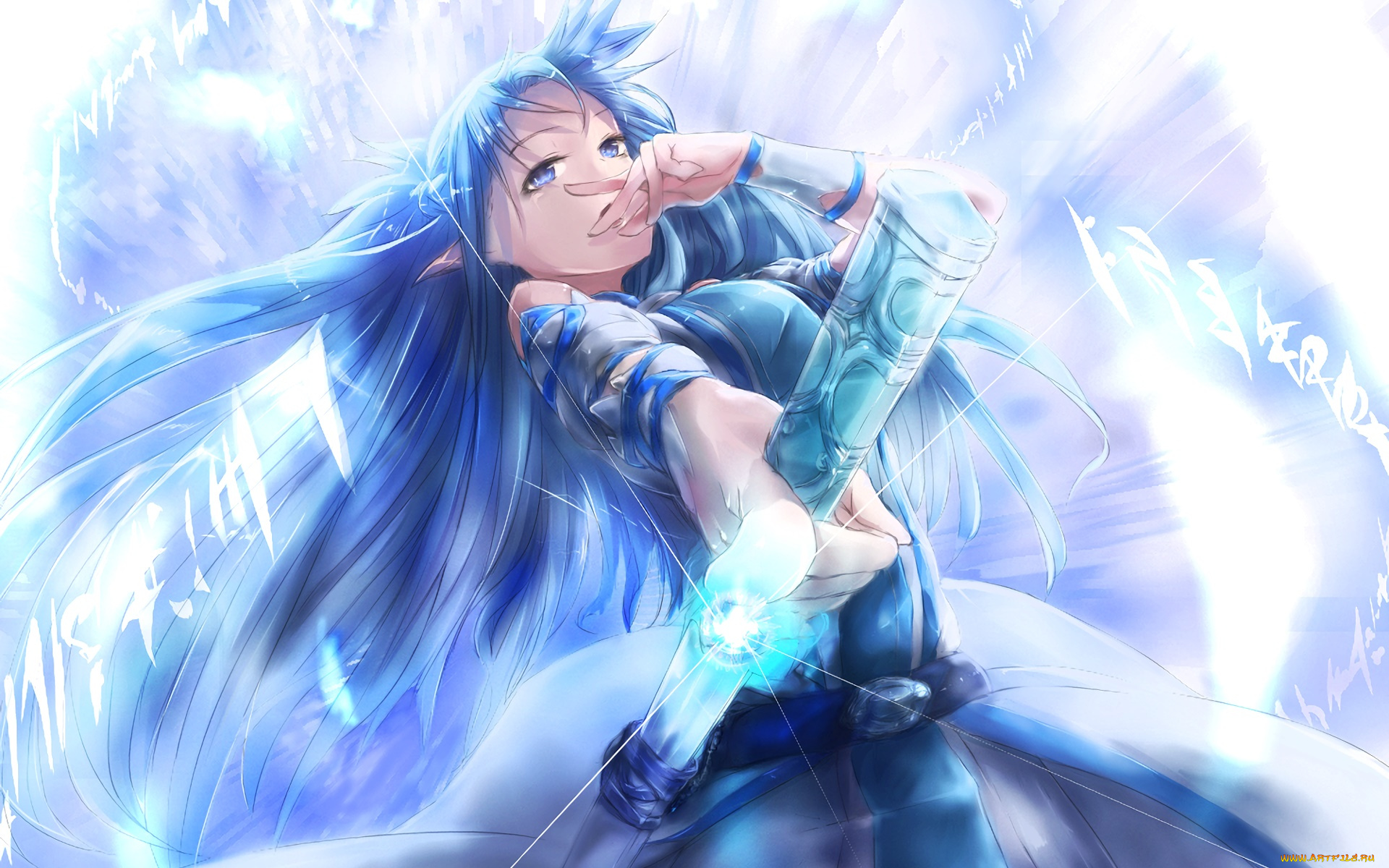 аниме, sword, art, online, девушка, взгляд, фон