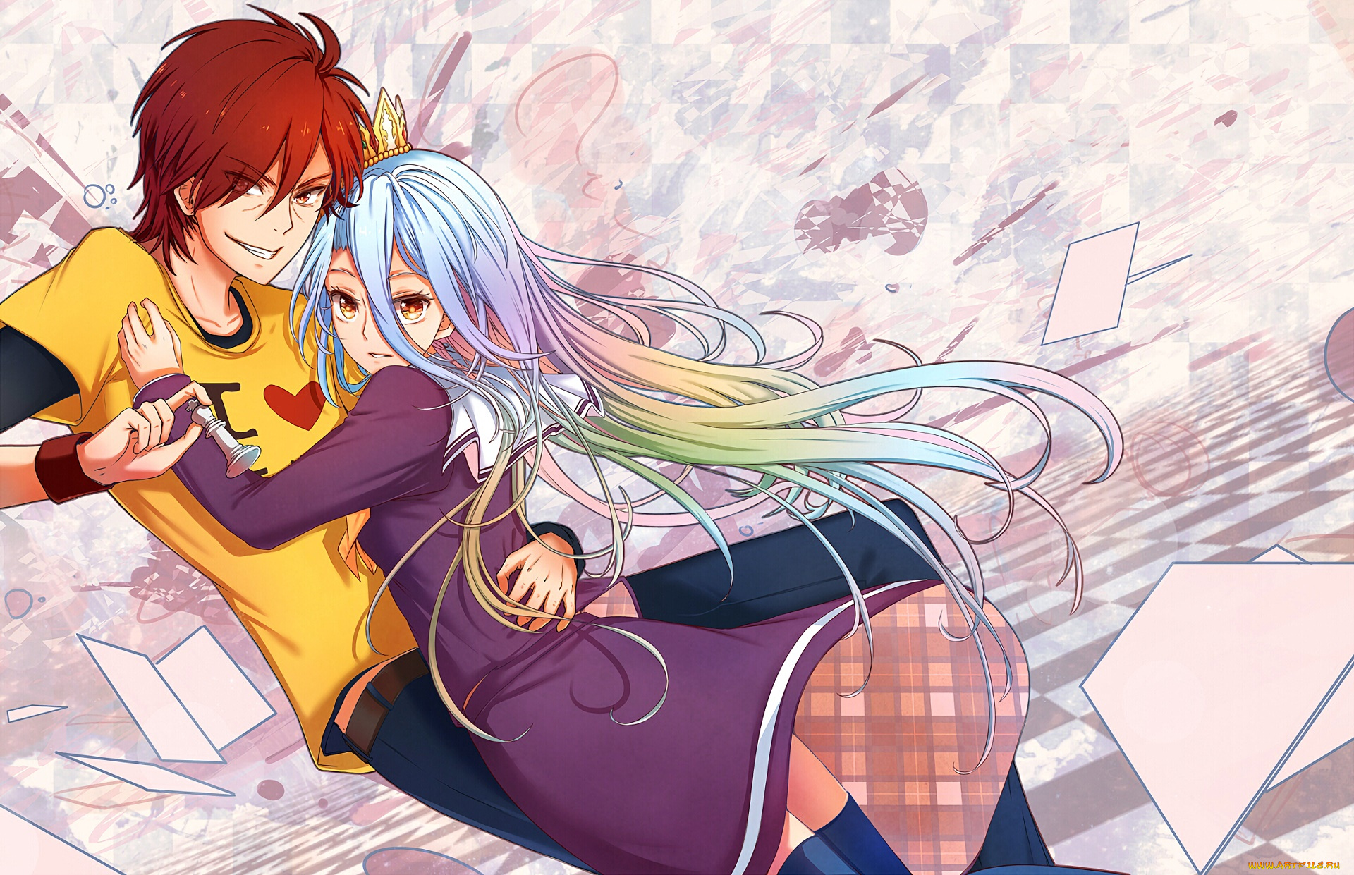 аниме, no, game, no, life, взгляд, фон, девушка