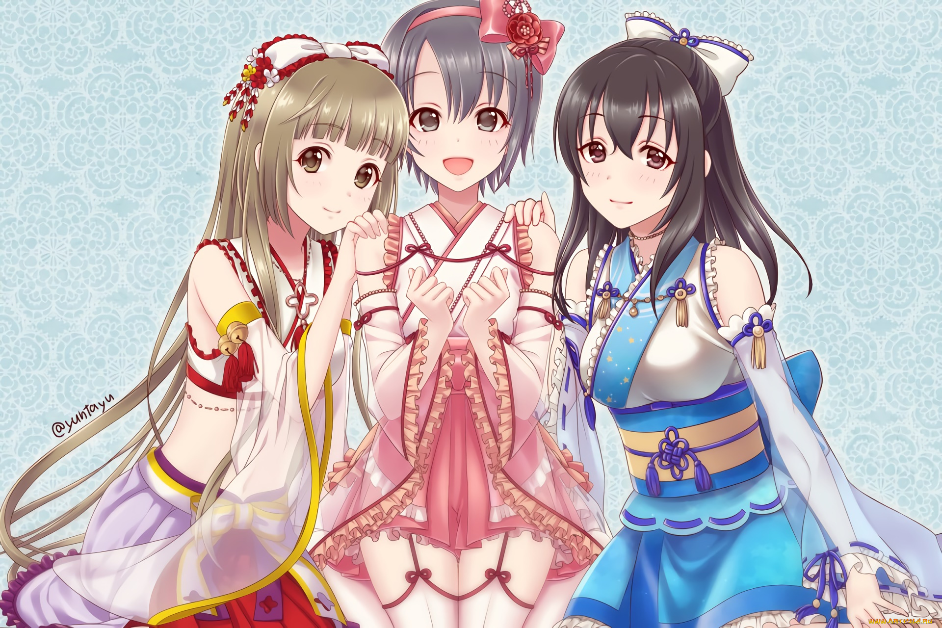 аниме, idolm@ster, взгляд, фон, девушки