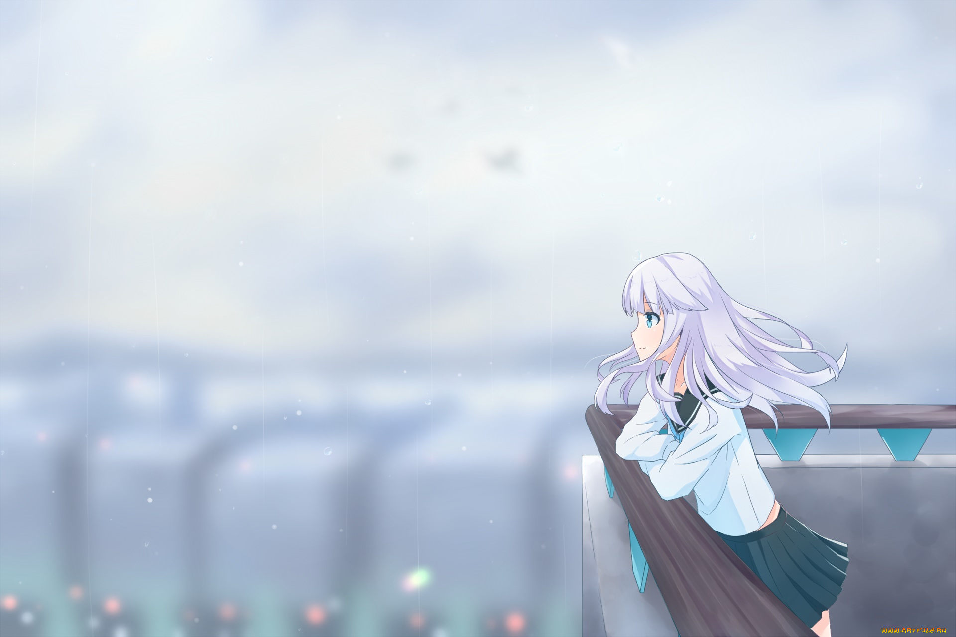 аниме, unknown, , другое, фон, взгляд, девушка