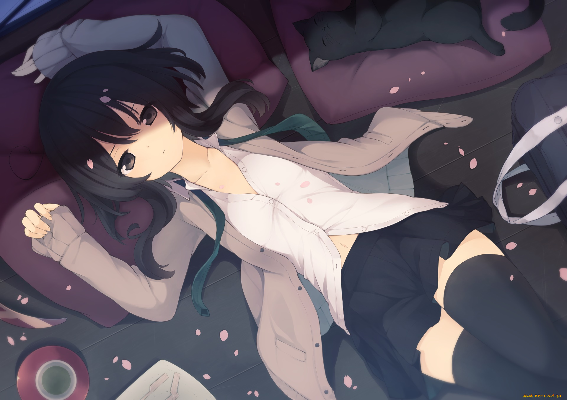 аниме, unknown, , другое, фон, взгляд, девушка