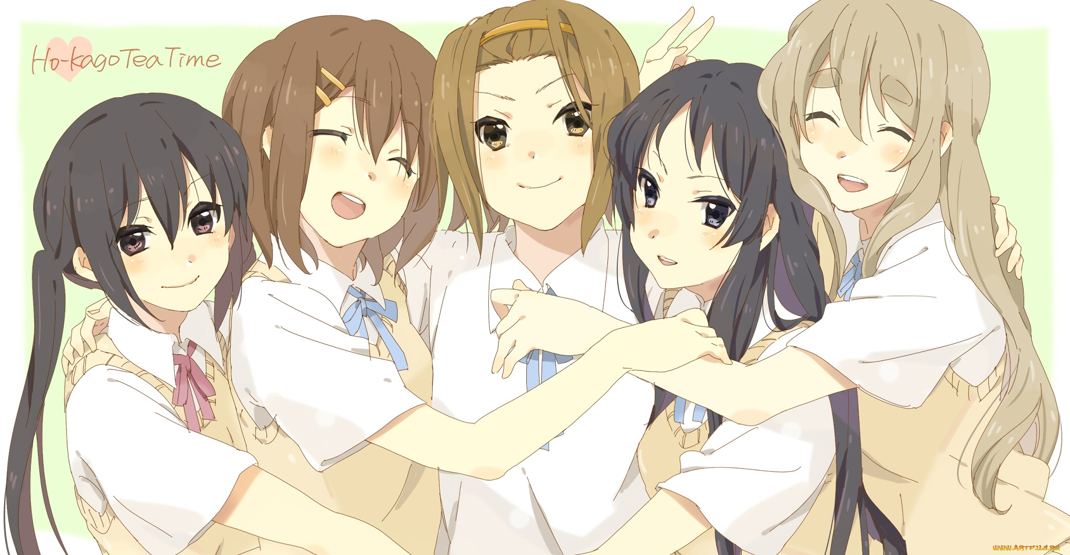 аниме, k-on, фон, взгляд, девушки