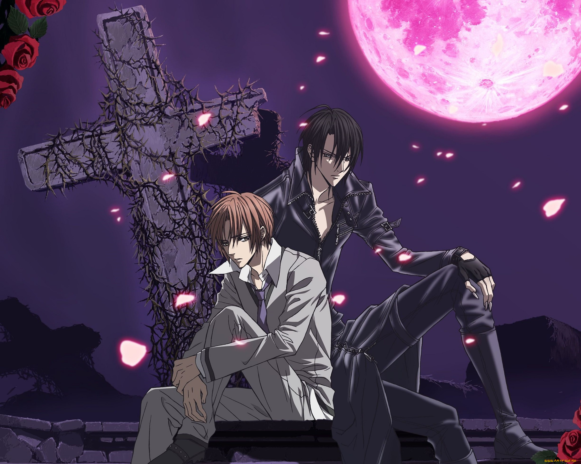 аниме, uragiri, wa, boku, no, namae, wo, shitteiru, кровавая, луна, ночь, крест, art, розы, парни, предательство, знает, моё, имя, uragiri, wa, boku, no, namae, wo, shitteiru, hotaru, odagiri, luka, crosszeria, yuki, giou, двое