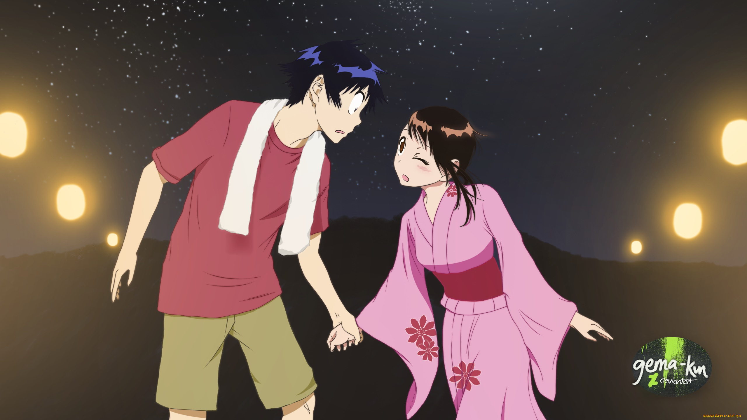 аниме, nisekoi, девушка, взгляд, фон