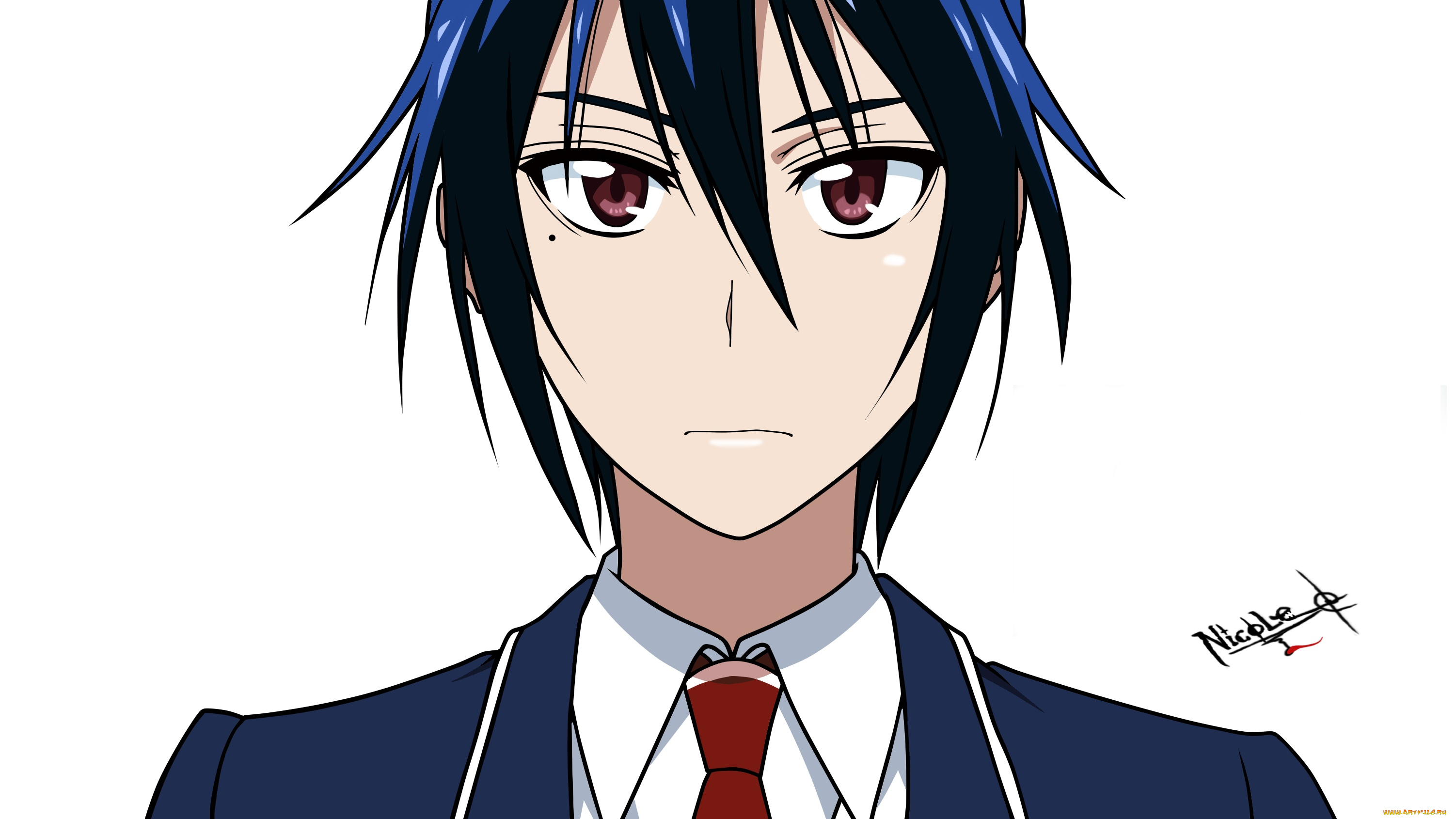 аниме, nisekoi, фон, взгляд, парень