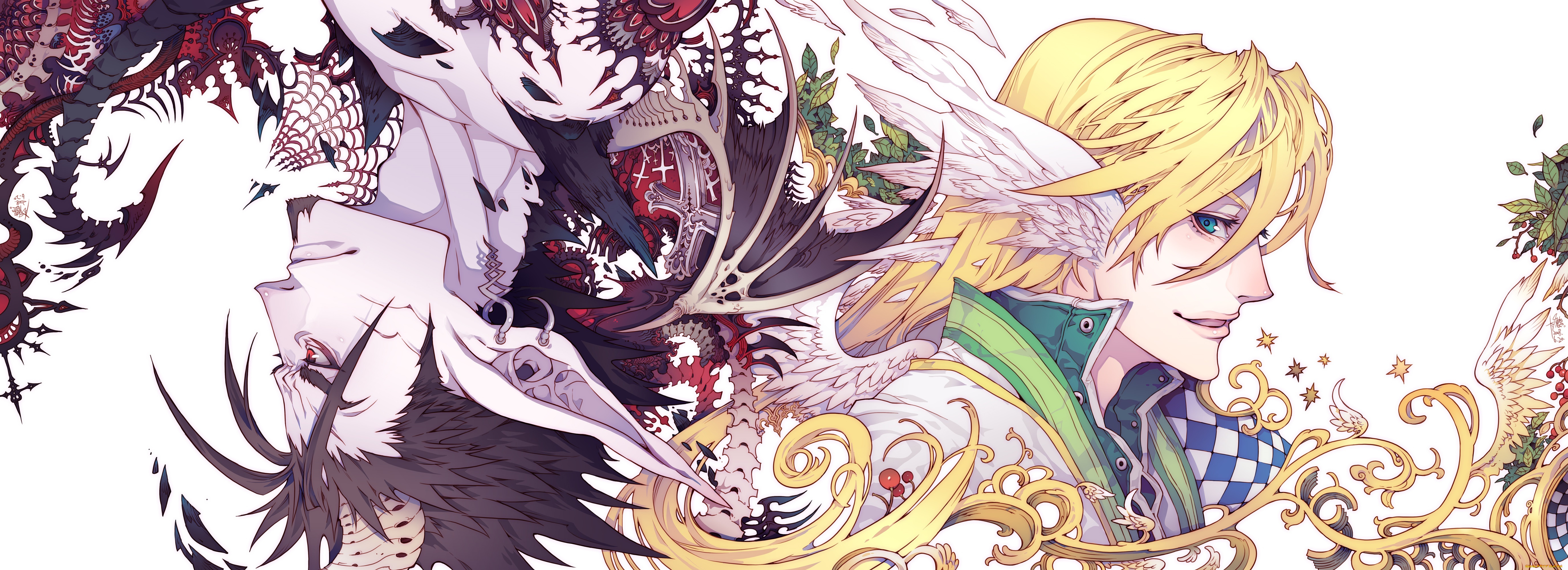 аниме, ангелы, , демоны, парни, существа