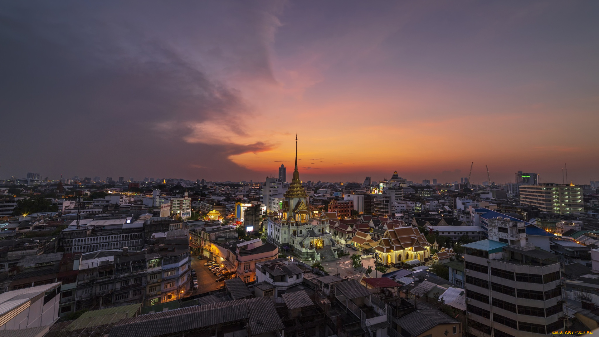 города, -, панорамы, таиланд, вид, город