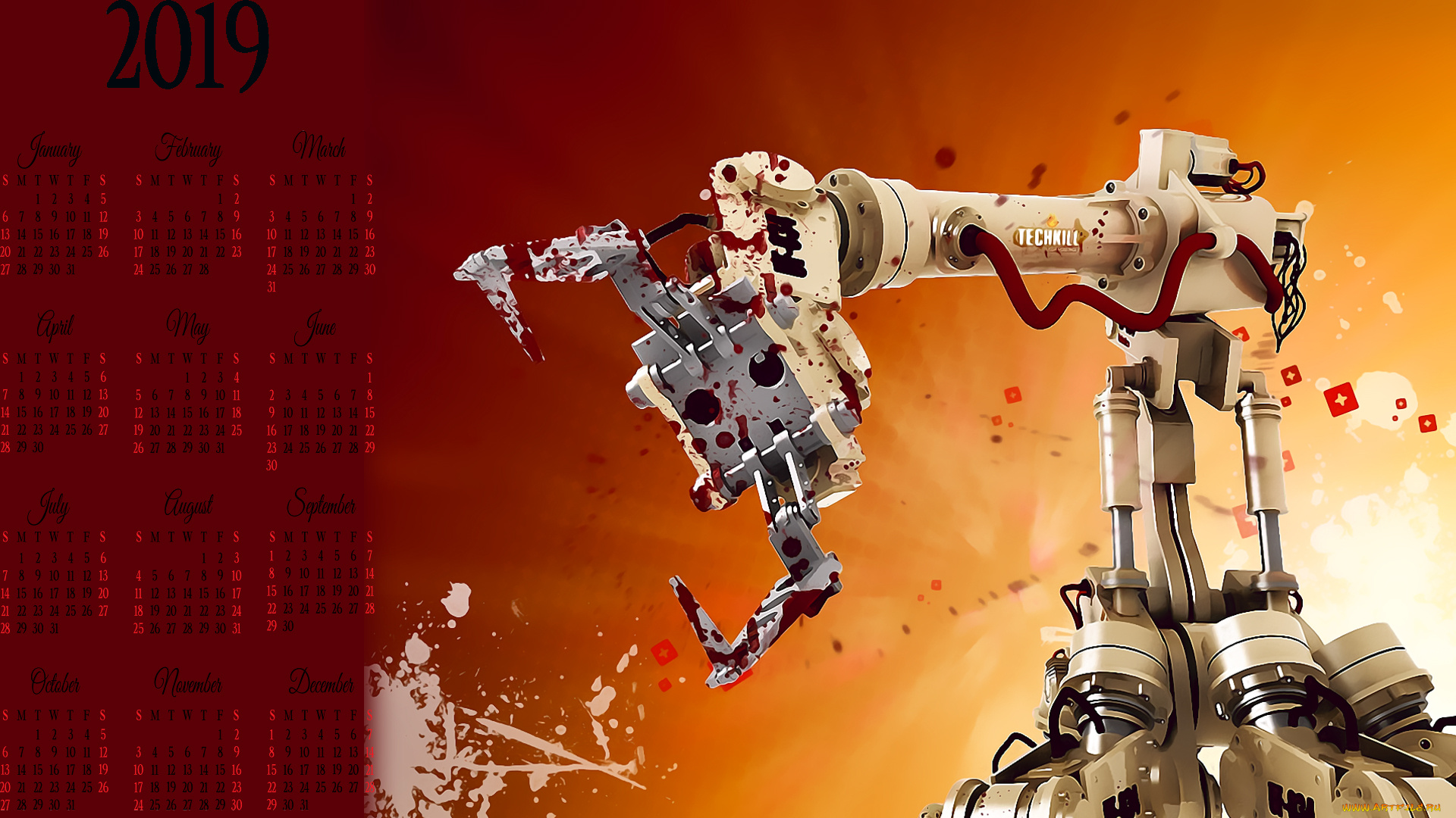 календари, фэнтези, робот, механизм