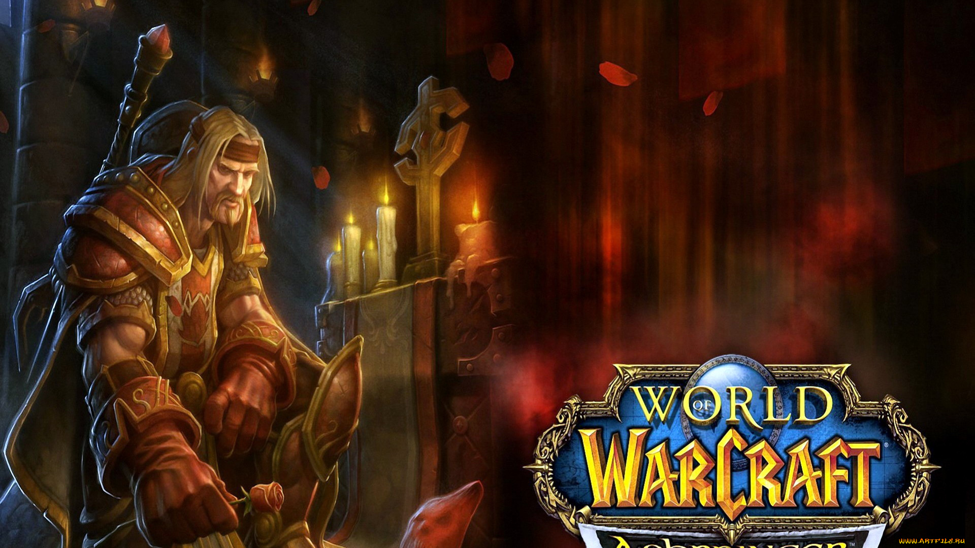 видео, игры, world, of, warcraft, свечи, роза, воин