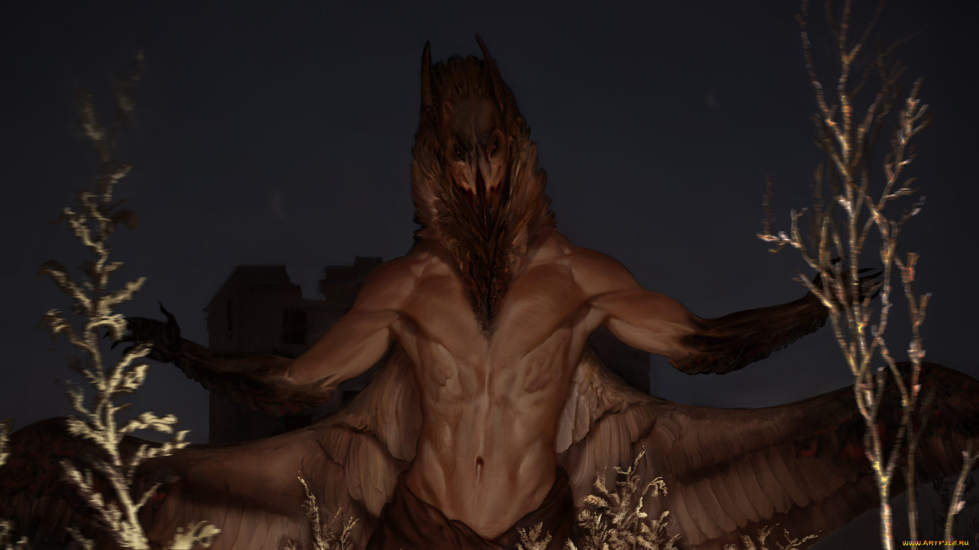 фэнтези, существа, существо, фон, голова, крылья