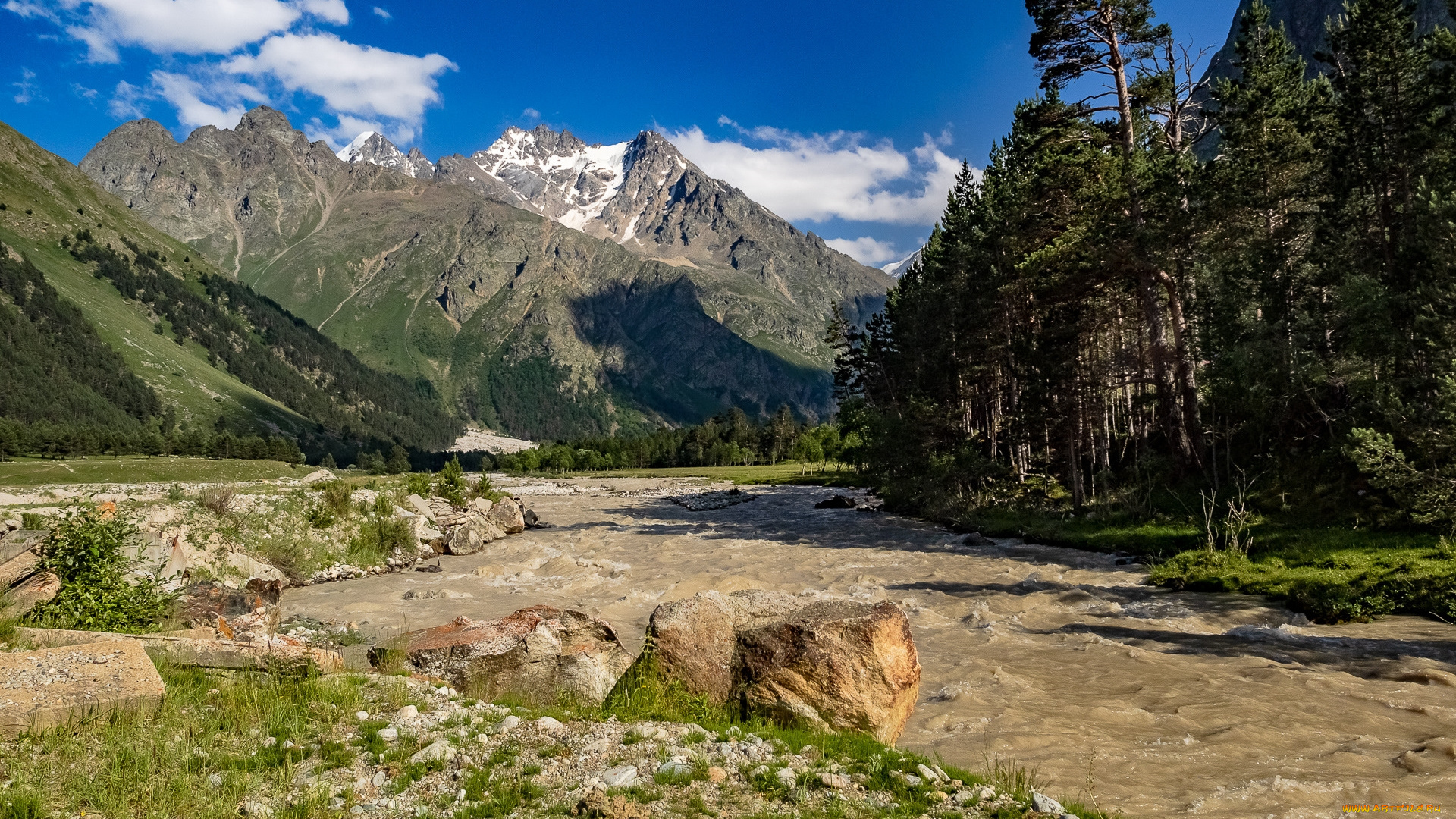 ущелье, адыр-, су, природа, горы, ущелье, адыр-, су, россия, кавказ, река