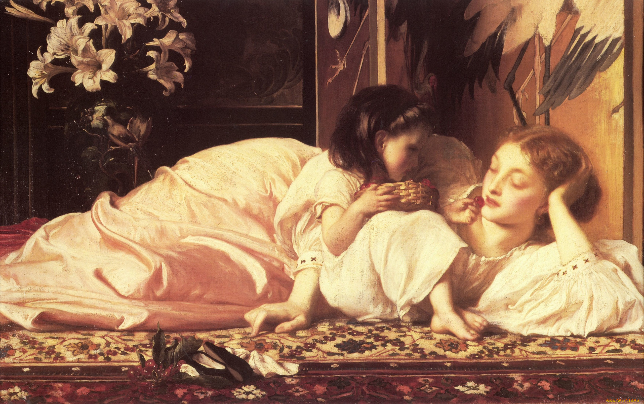 mother, and, child, -, lord, frederic, leighton, рисованное, frederick, leighton, женщина, девочка, ковер