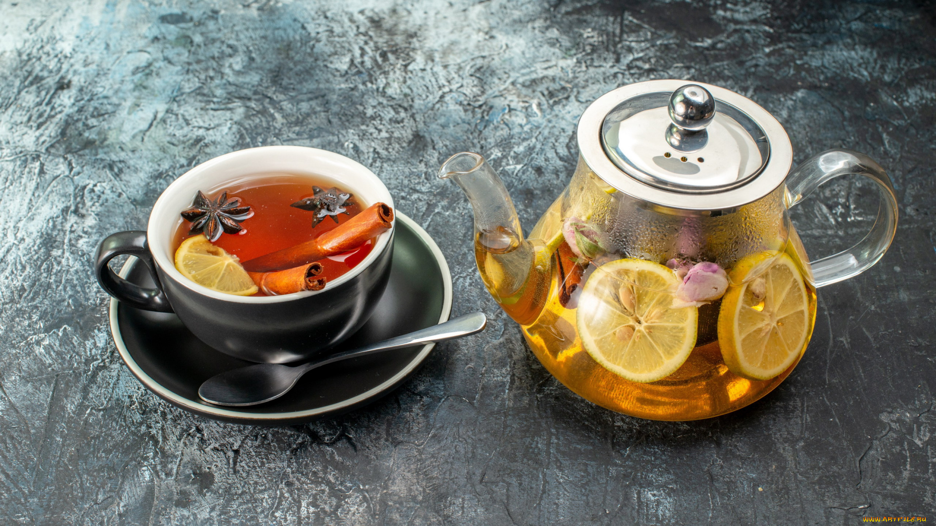 еда, напитки, , чай, чайник, чашка, чай, анис, корица, лимон