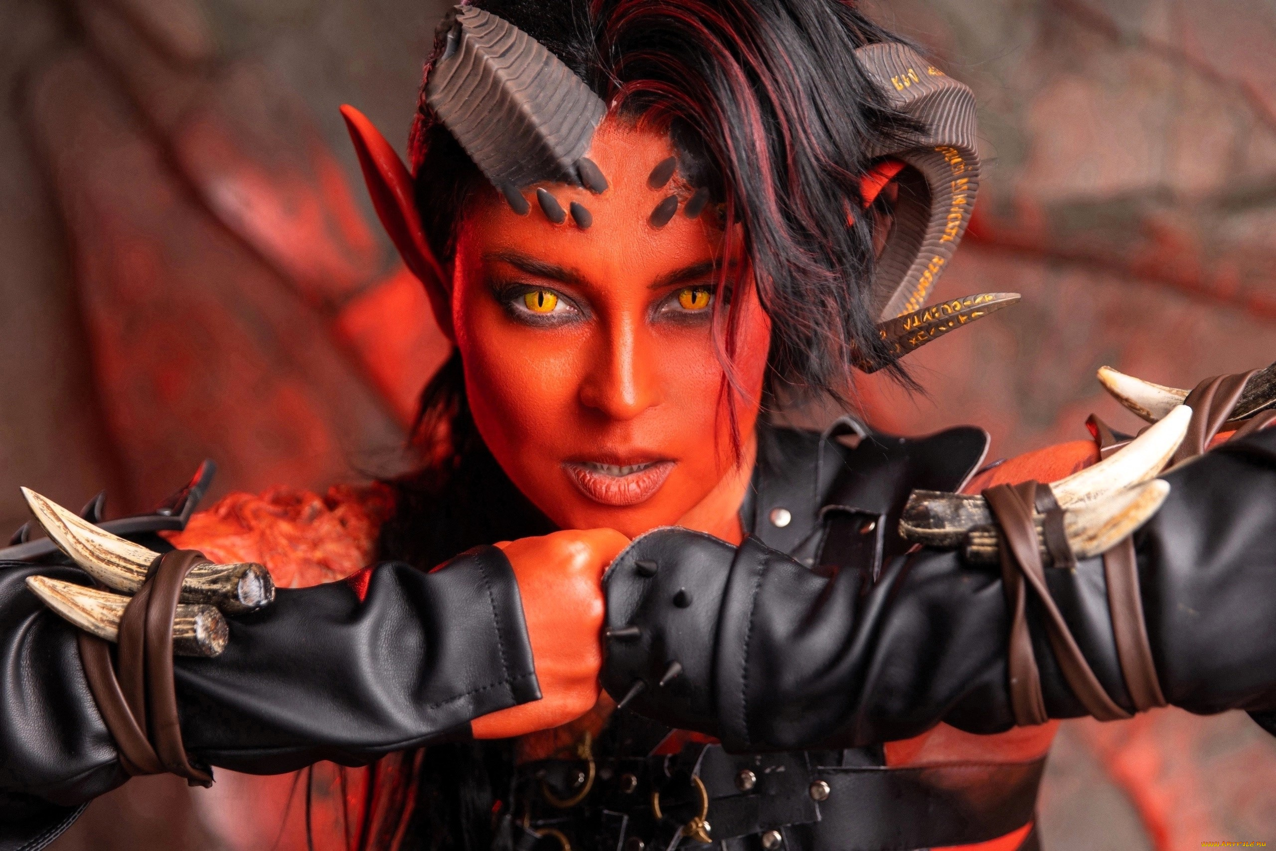 девушки, анна, шаховская, образ, косплей, демонесса, скала