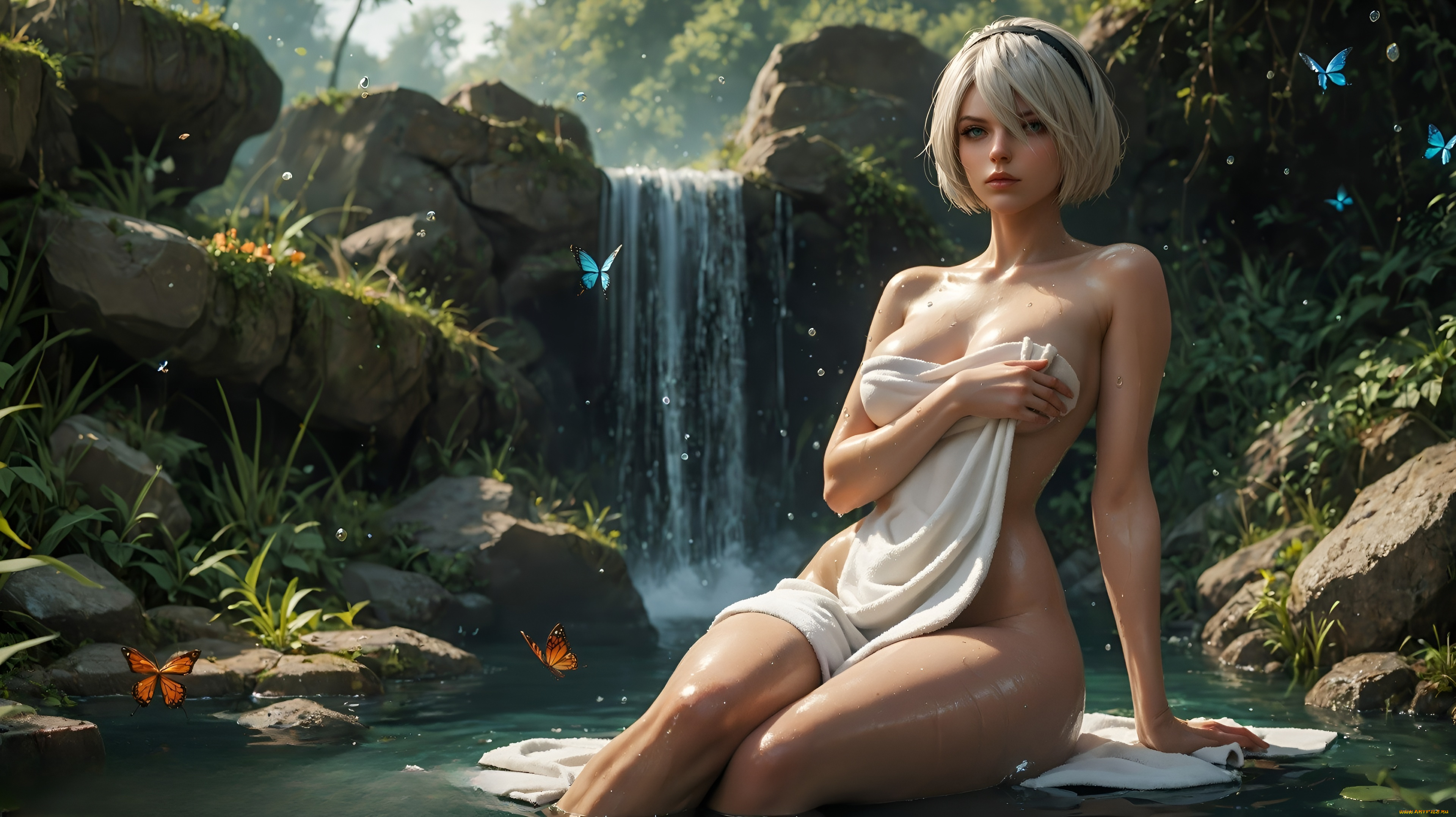 видео, игры, nier, , automata, девушка, нейросеть