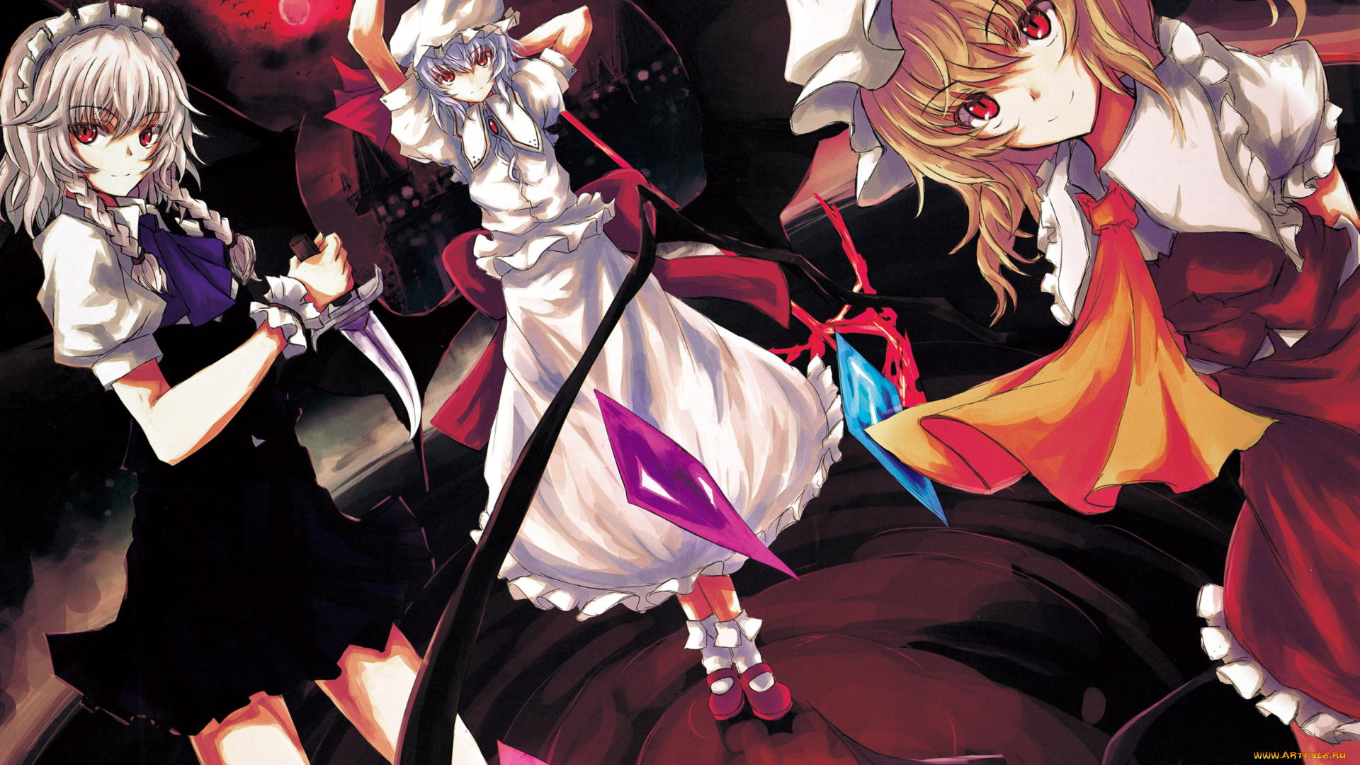 аниме, touhou, flandre, scarlet, remilia, izayoi, sakuya