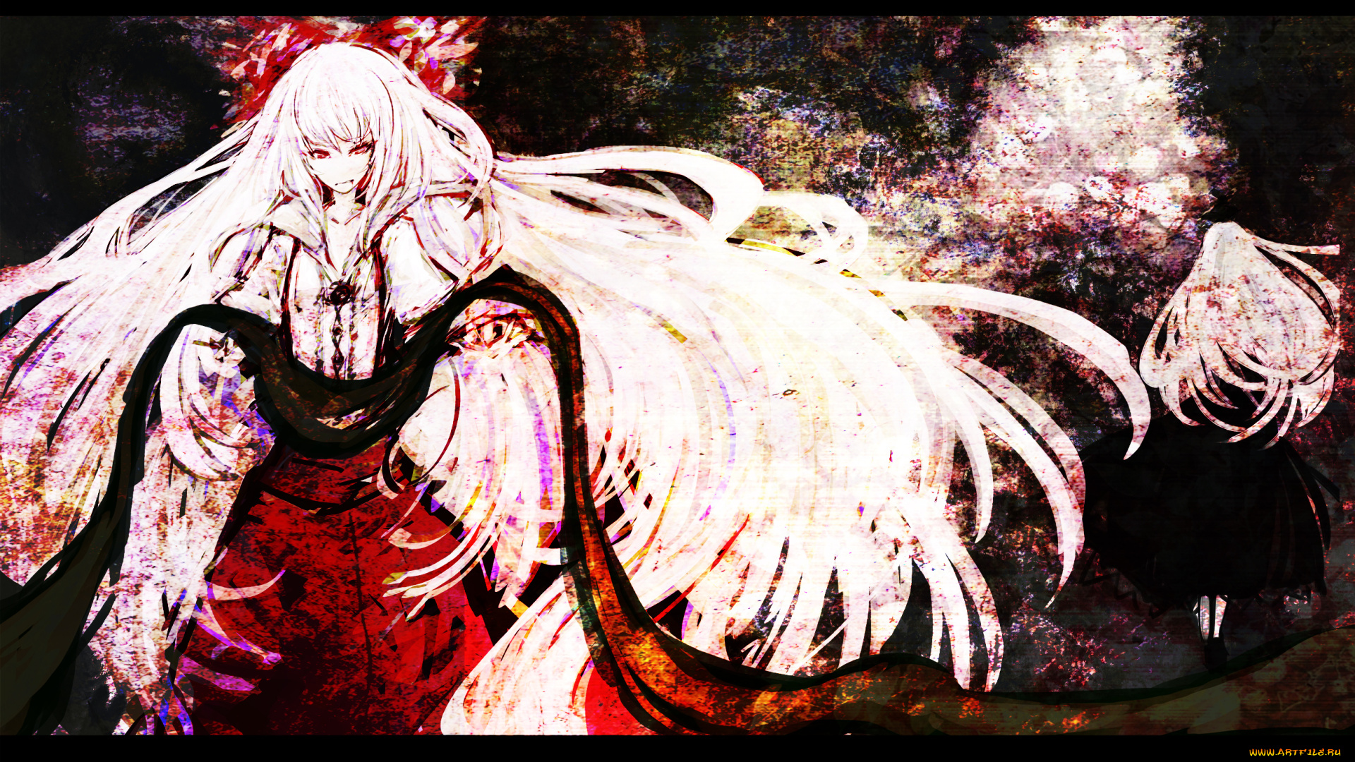 аниме, touhou, kamishirasawa, keine, fujiwara, no, mokou