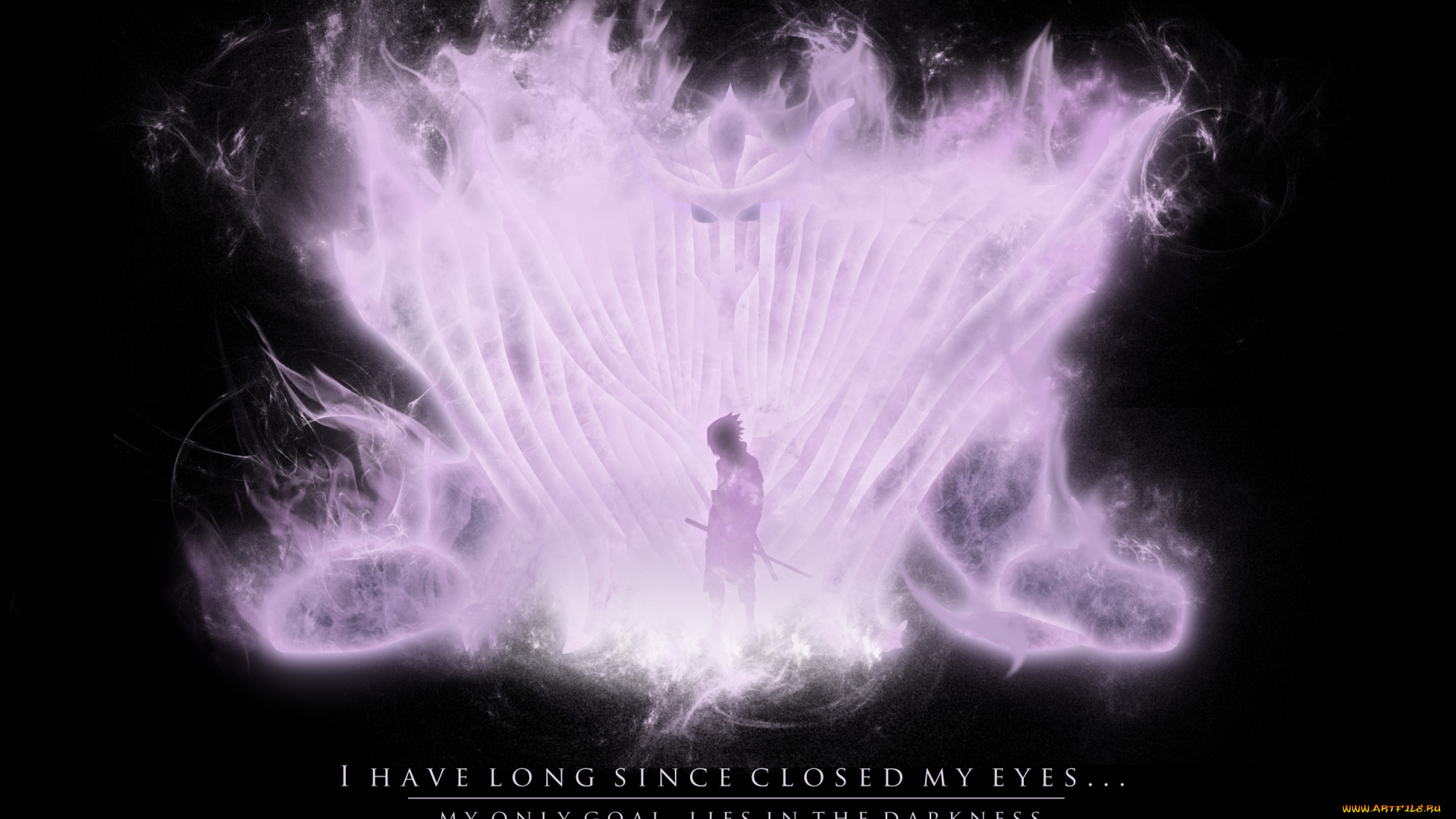 аниме, naruto, сусано, саске, чёрный, фон, учиха