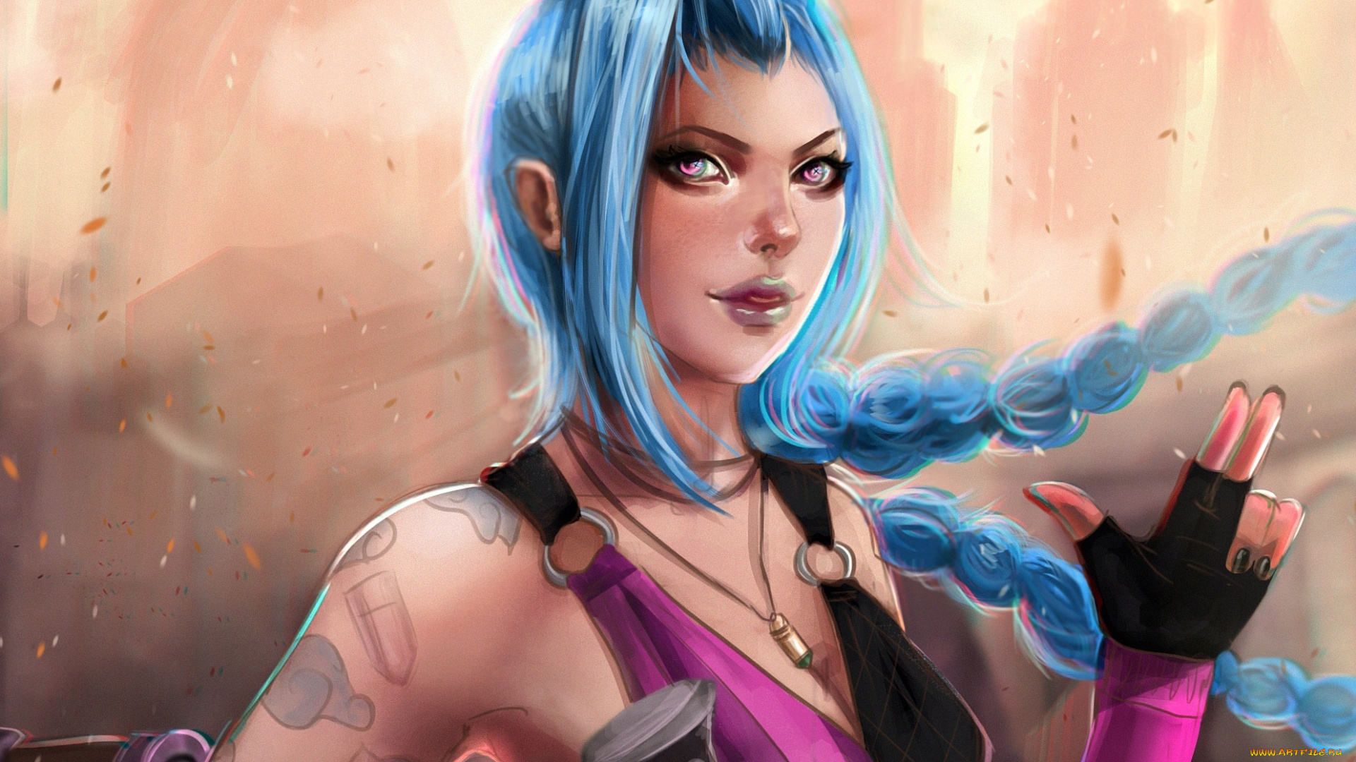 видео, игры, league, of, legends, джинкс, арт, league, of, legends, jinx, девушка