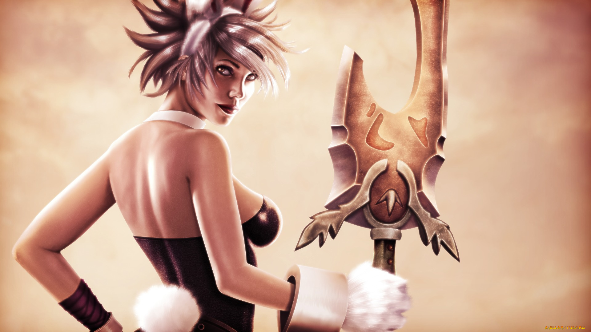 видео, игры, league, of, legends, riven, league, of, legends, оружие, хвостик, взгляд, арт, lol