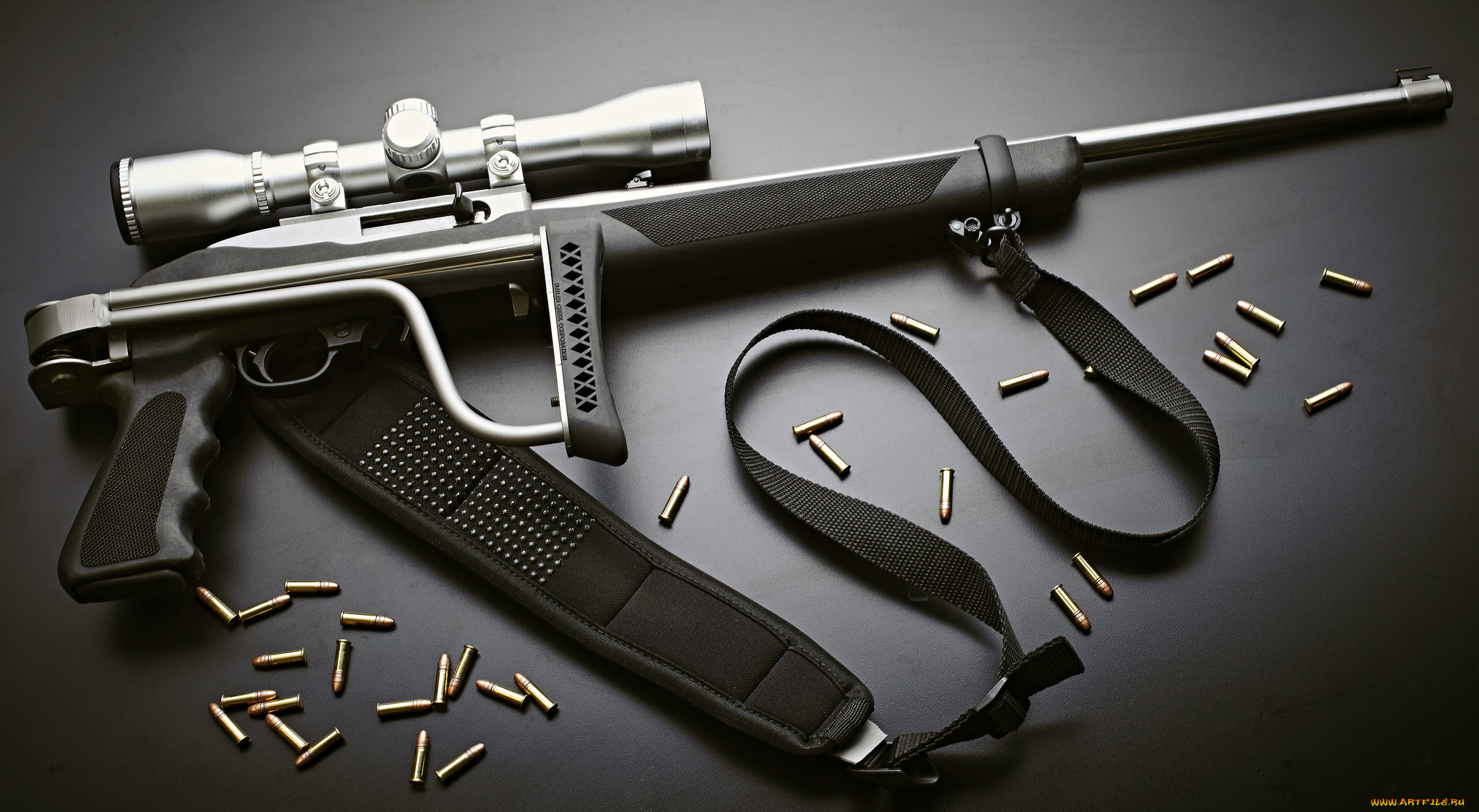 оружие, винтовки, с, прицеломприцелы, пули, прицел