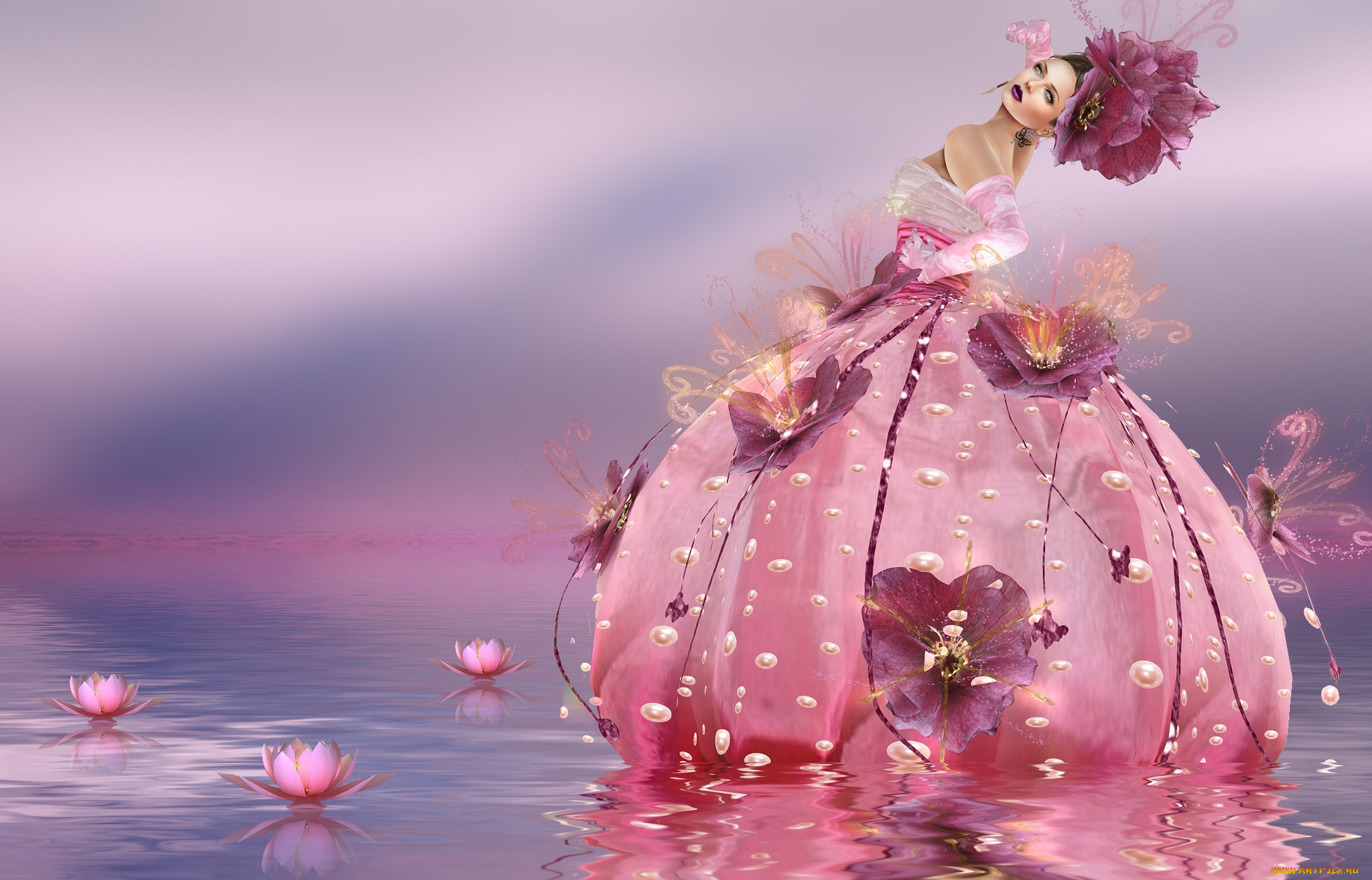 3д, графика, people, , люди, платье