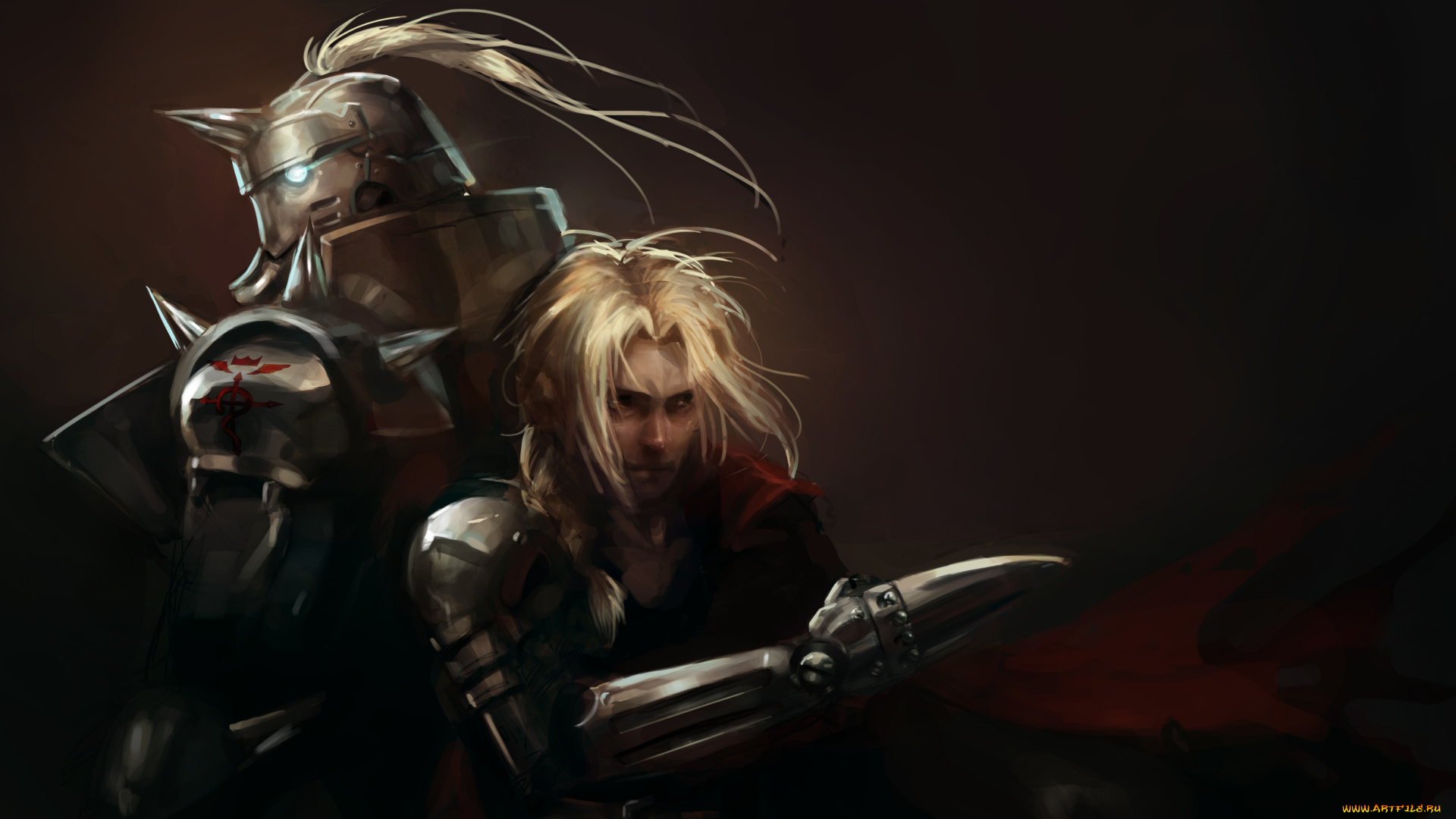 аниме, fullmetal, alchemist, anime, fullmetal, alchemist, стальной, алхимик, парень, доспех, edward, elric, alphonse, al, братья, leopinheiro, арт