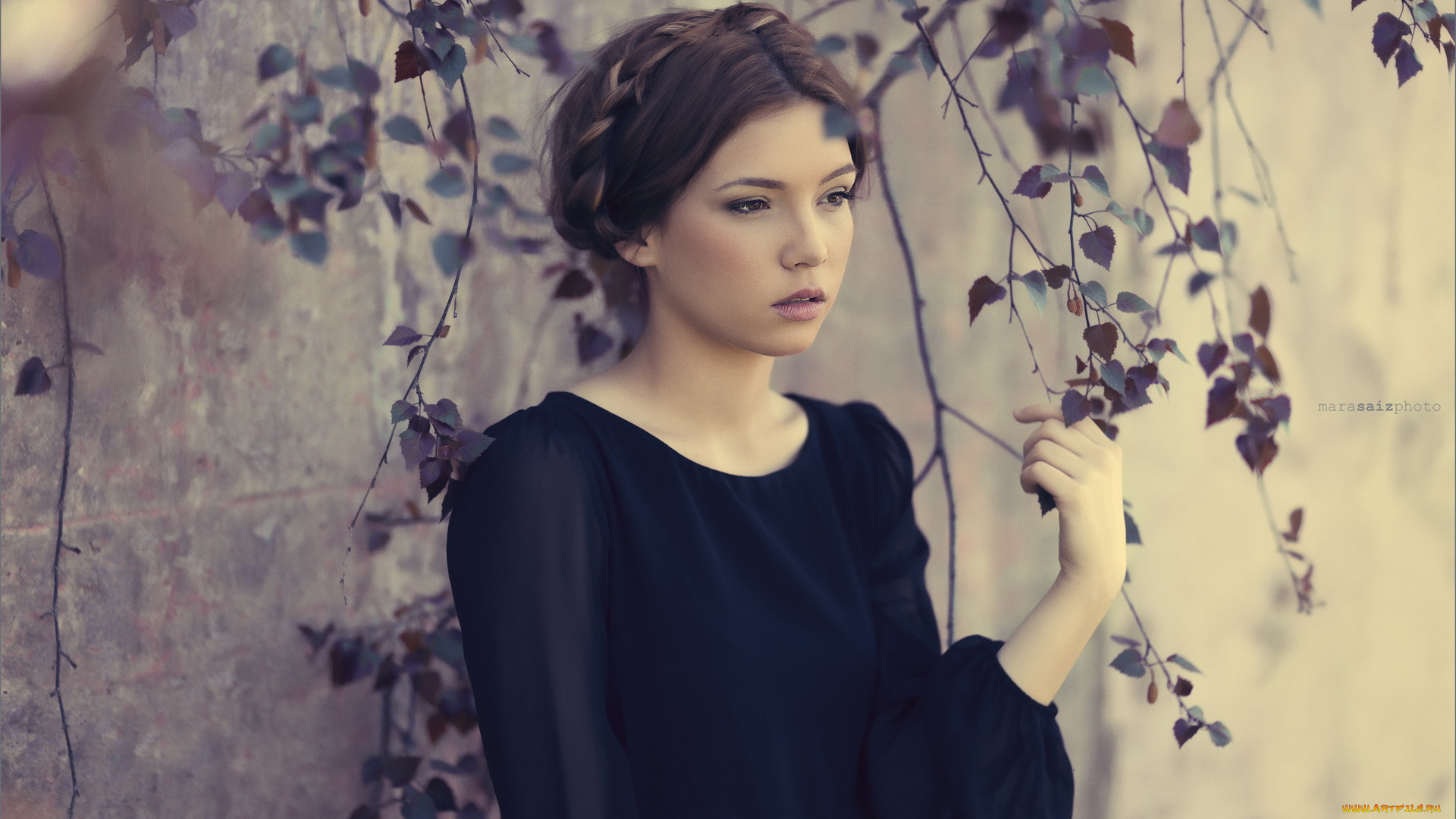 девушки, -unsort, , брюнетки, , шатенки, девушка, растение, взгляд