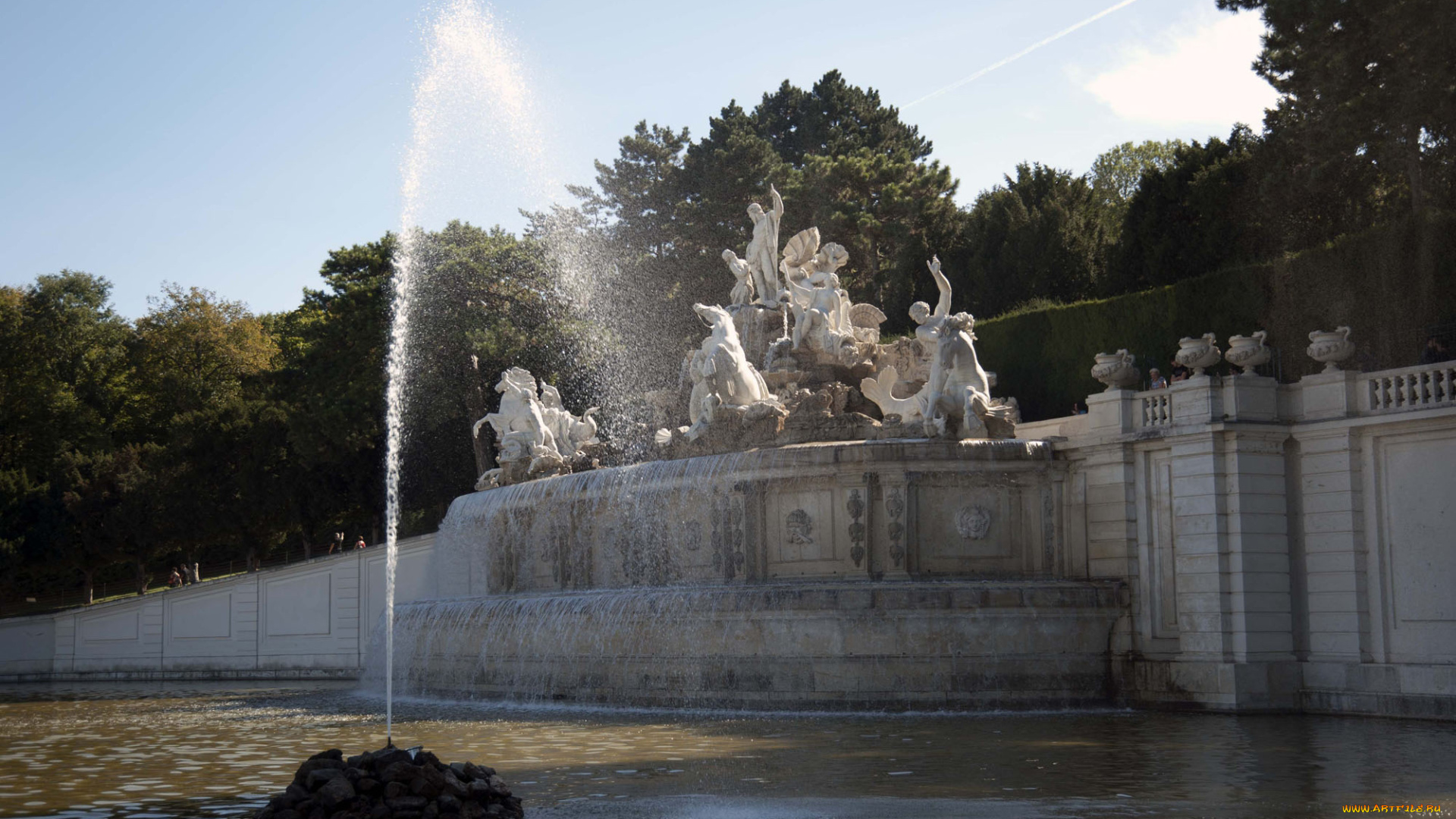 города, -, фонтаны, австрия, вена, фонтан, скульптуры