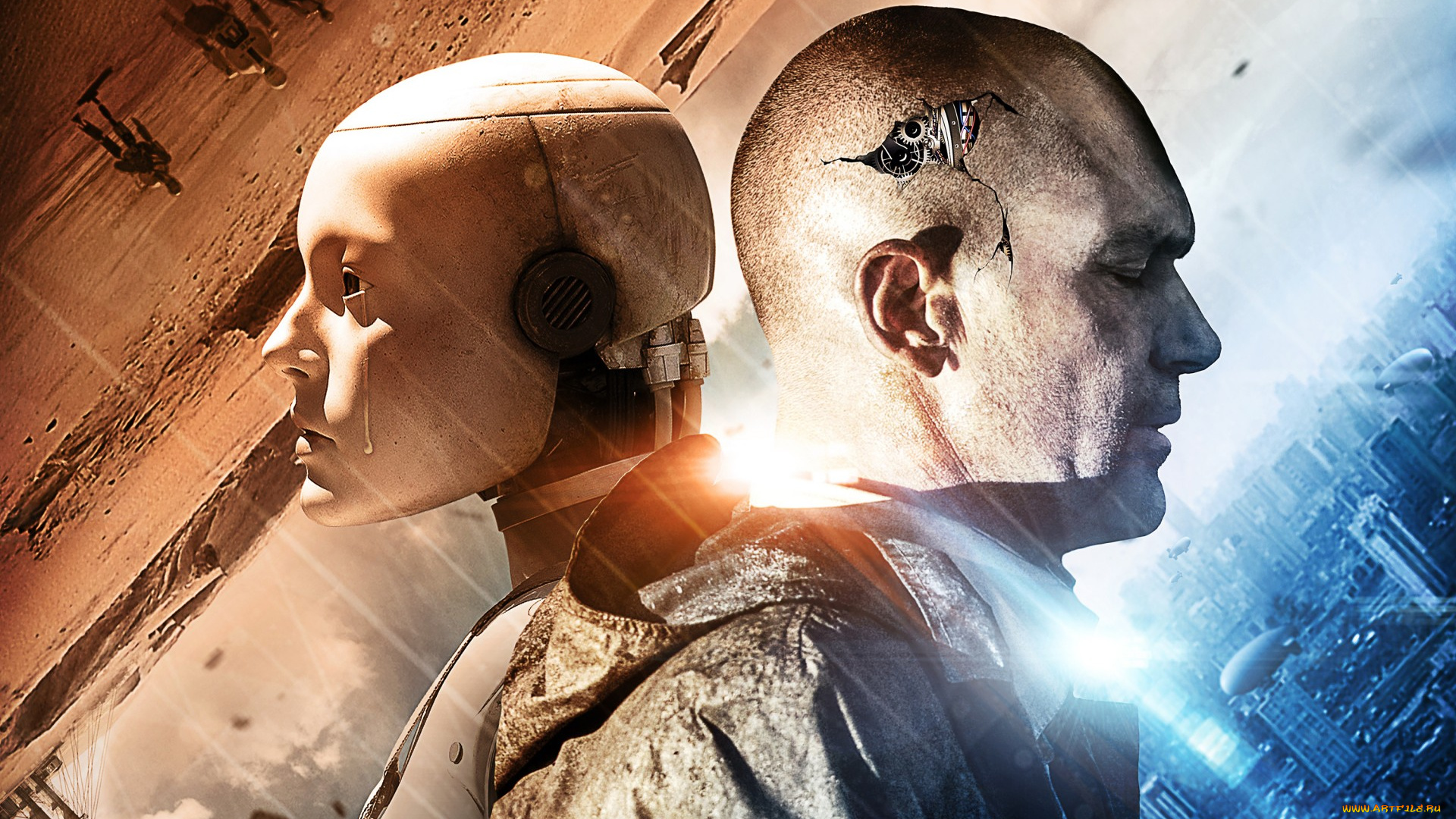 кино, фильмы, automata, страховщик, механизм, голова, трещины, antonio, banderas, слеза, робот, шестеренки, антонио, бандерас, постер, фантастика