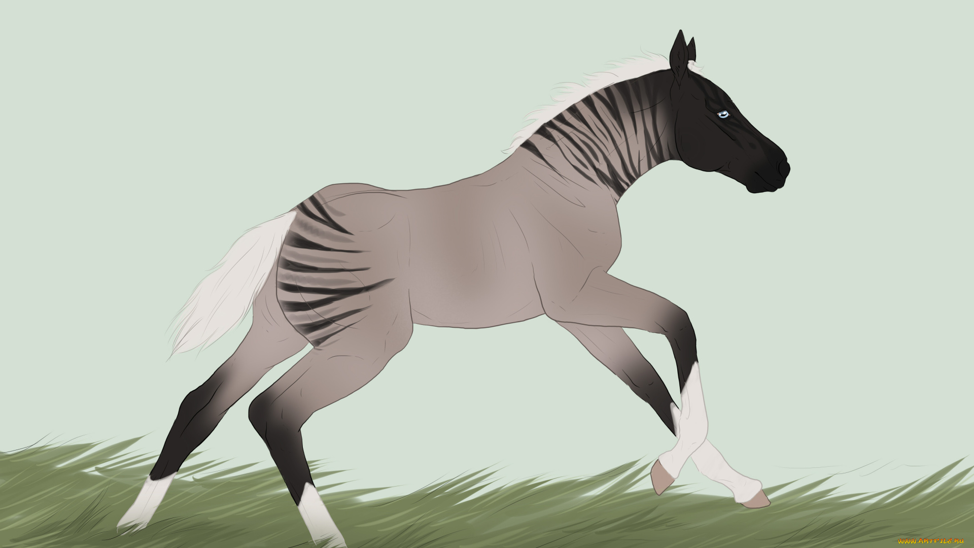 рисованное, животные, , лошади, лошадка