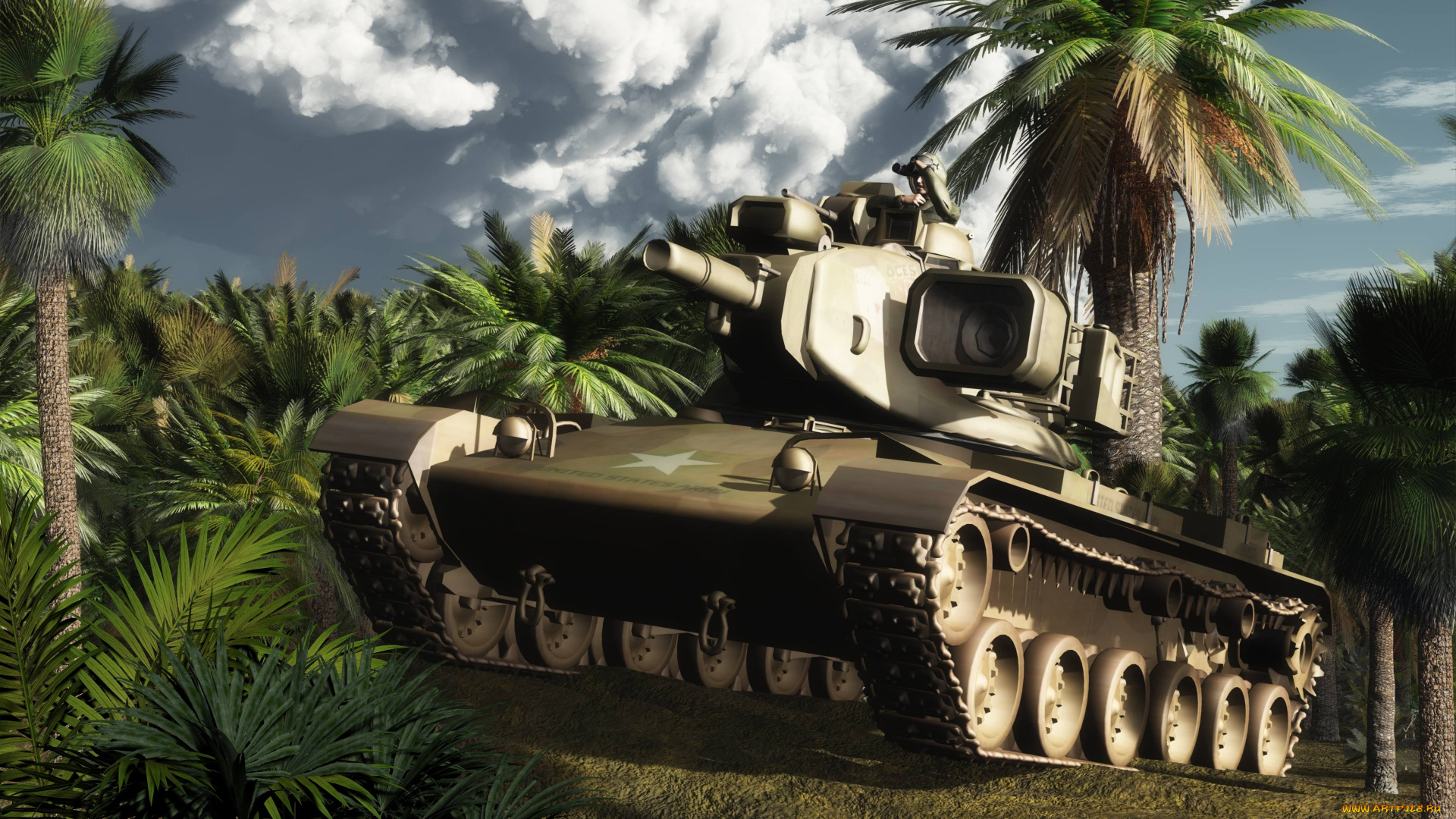 техника, 3d, танк, джунгли