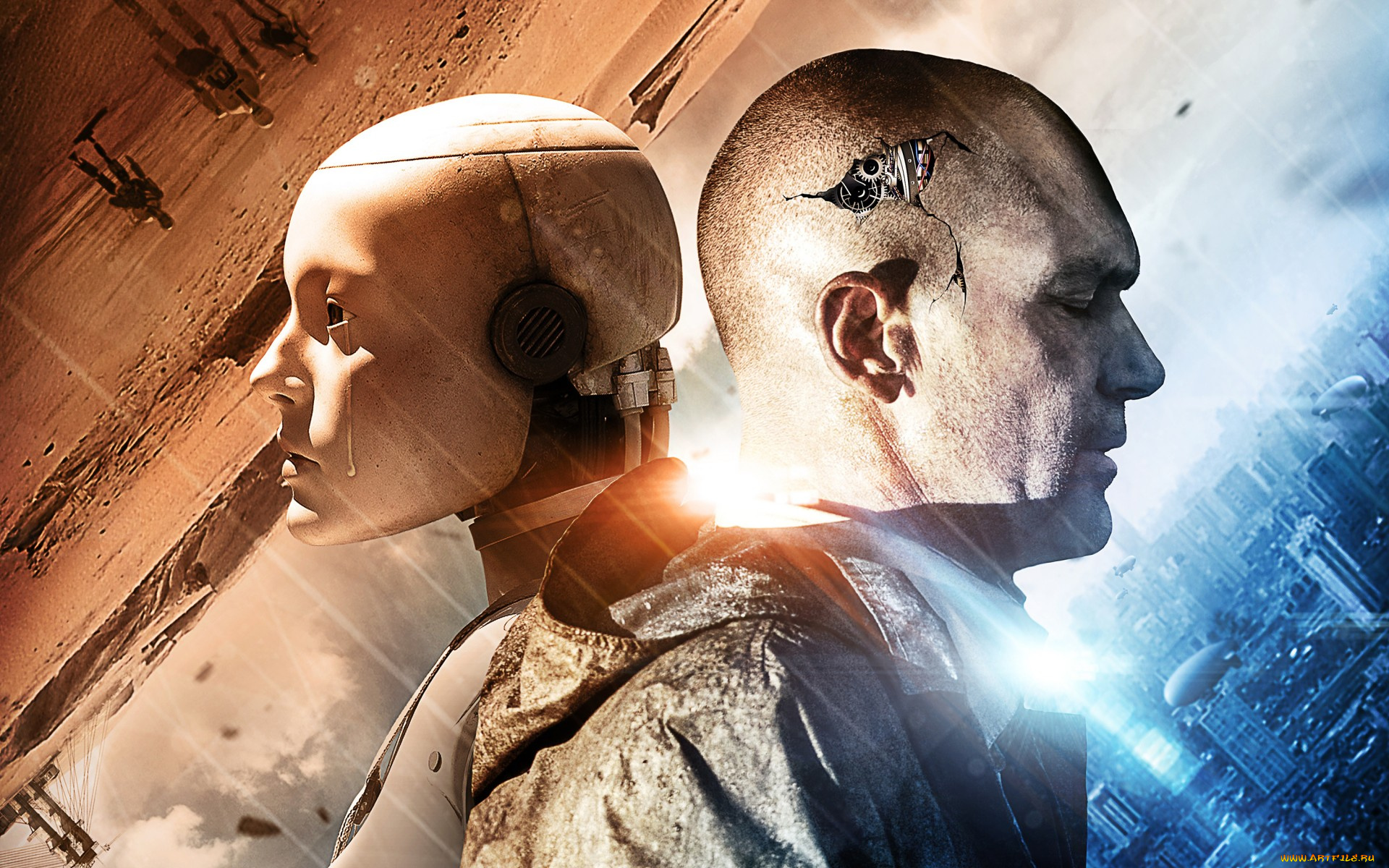 кино, фильмы, automata, страховщик, механизм, голова, трещины, antonio, banderas, слеза, робот, шестеренки, антонио, бандерас, постер, фантастика