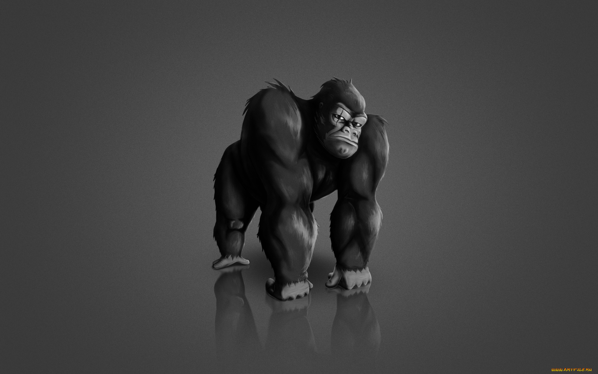 рисованное, животные, , обезьяны, животное, monkey, темный, фон, gorilla, горилла, обезьяна