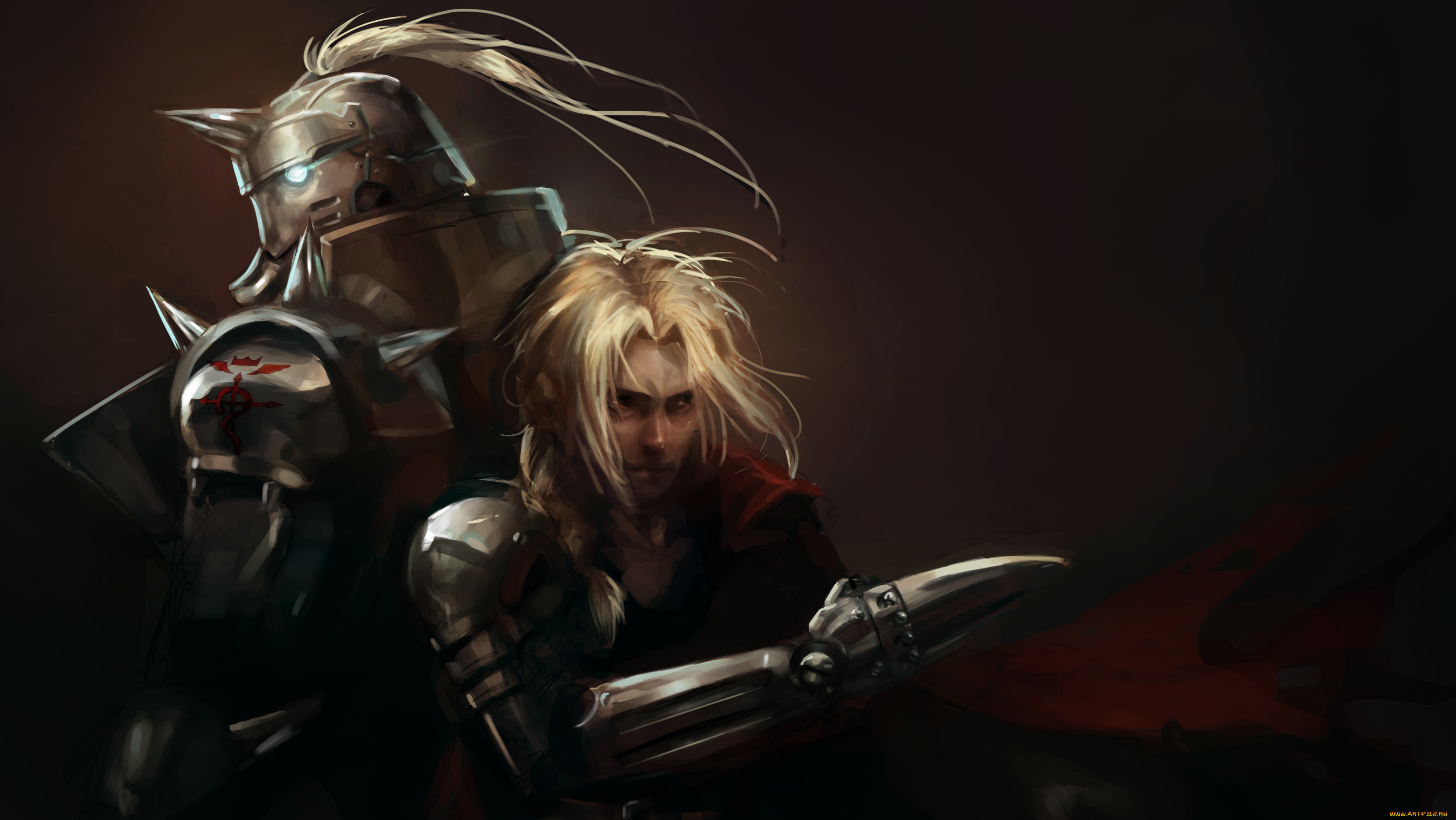 аниме, fullmetal, alchemist, anime, fullmetal, alchemist, стальной, алхимик, парень, доспех, edward, elric, alphonse, al, братья, leopinheiro, арт
